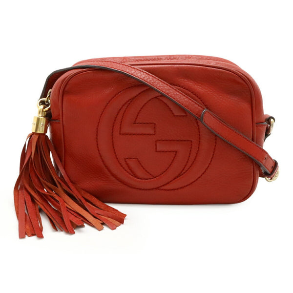 Gucci Soho Small Disco Tassel Shoulder Bag/Pochette In Red Leather