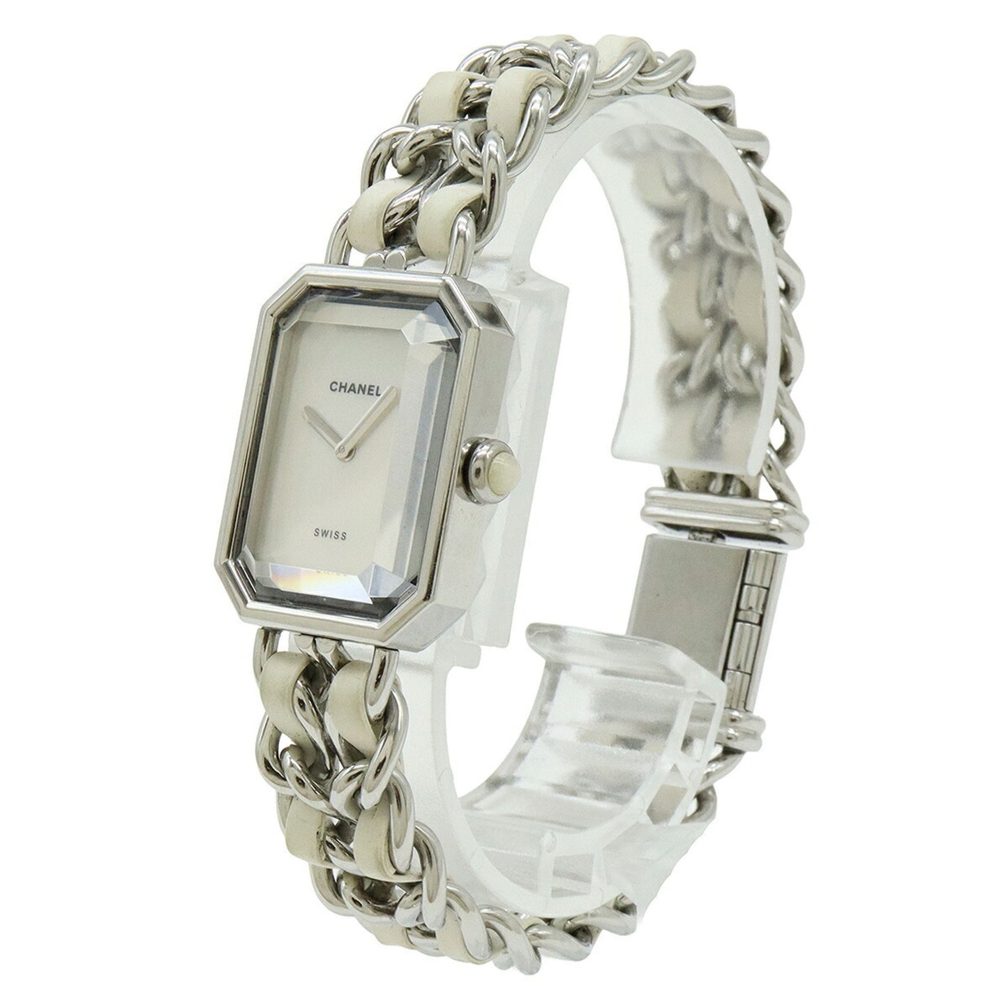 Chanel Premiere White Shell Dial Large Stainless Steel Leather