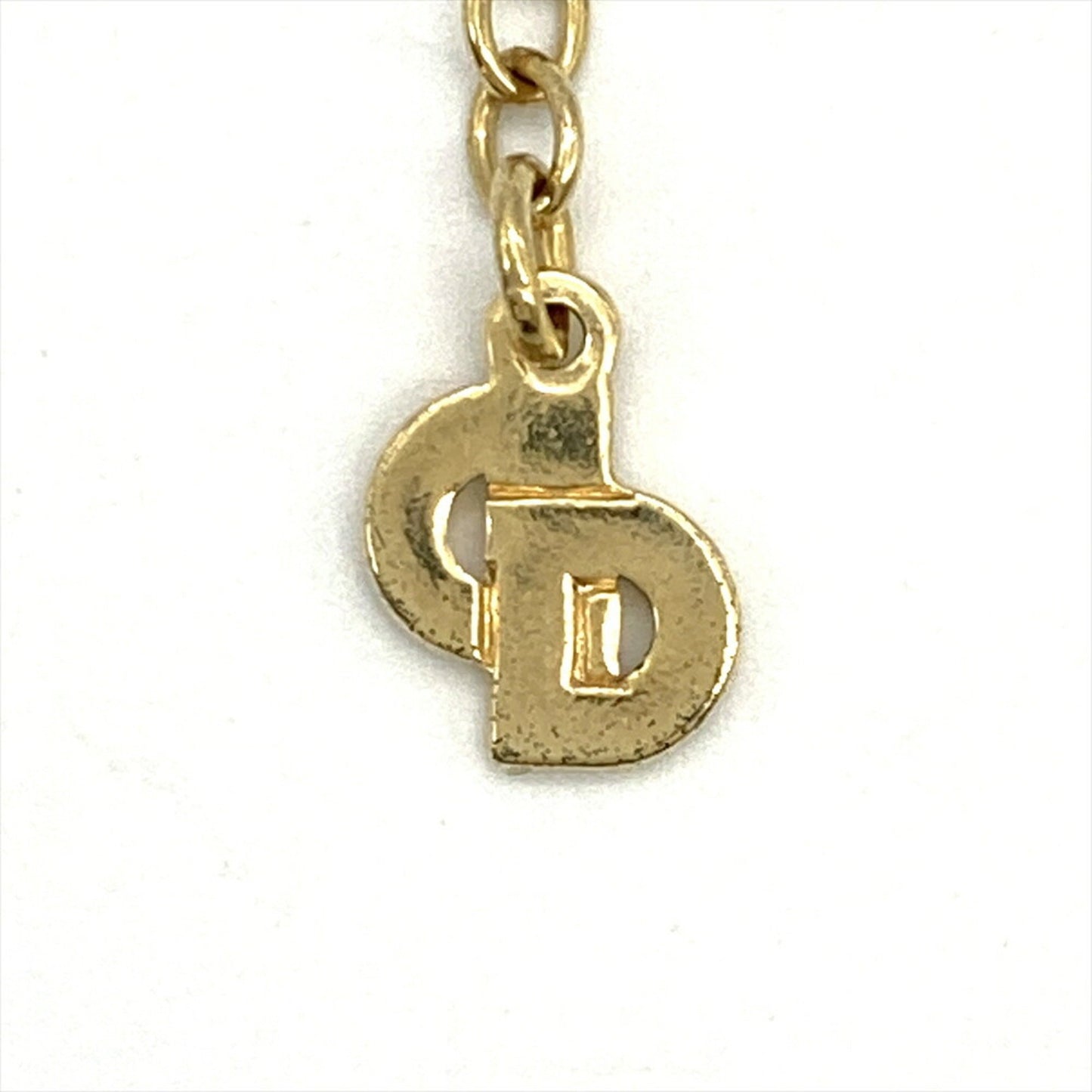 Christian Dior Rhinestone Necklace Metal G Gold Choker