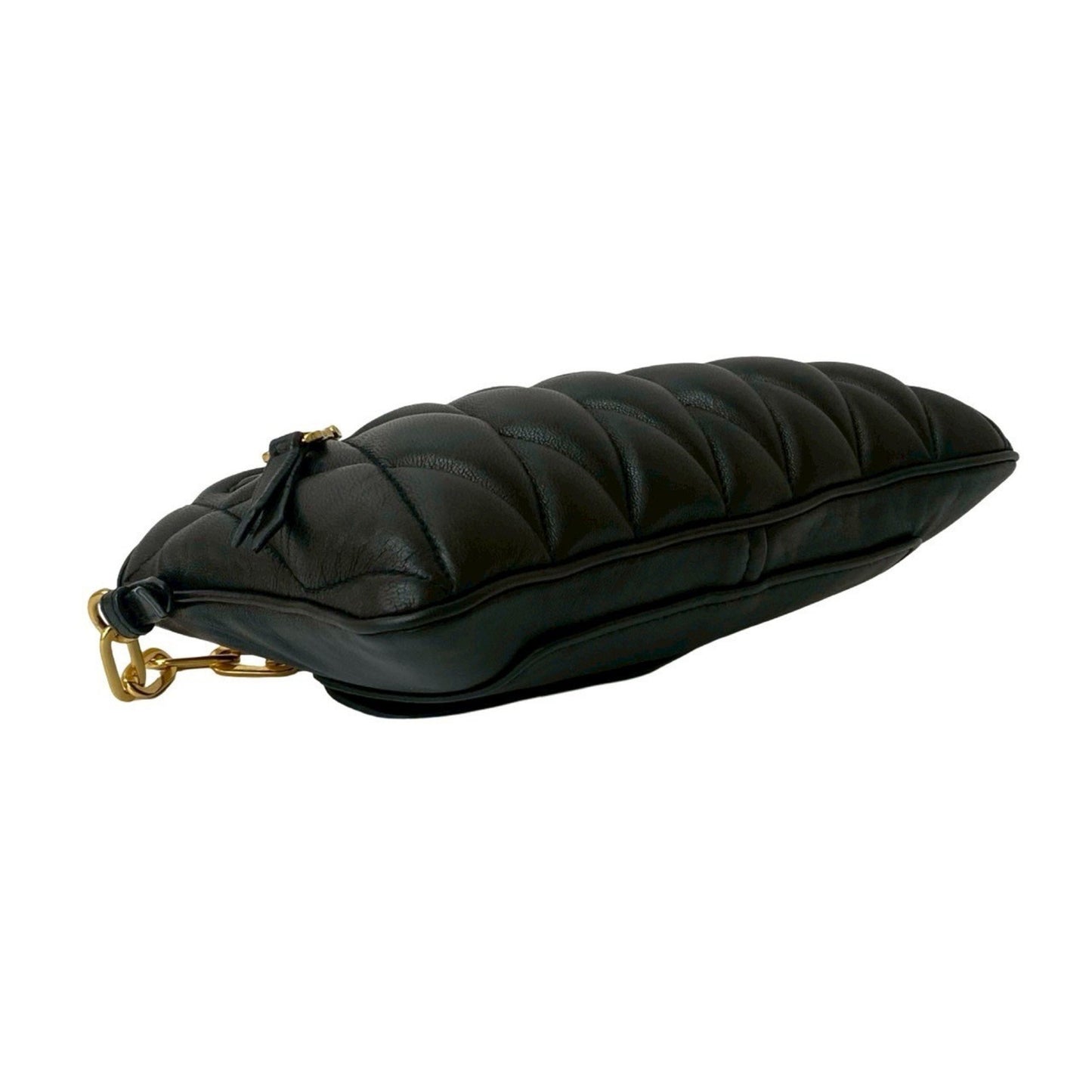 Miu Miu Miumiu Matelasse Quilted Leather Genuine 2-Way Chain Handbag/Shoulder Bag Black 42431