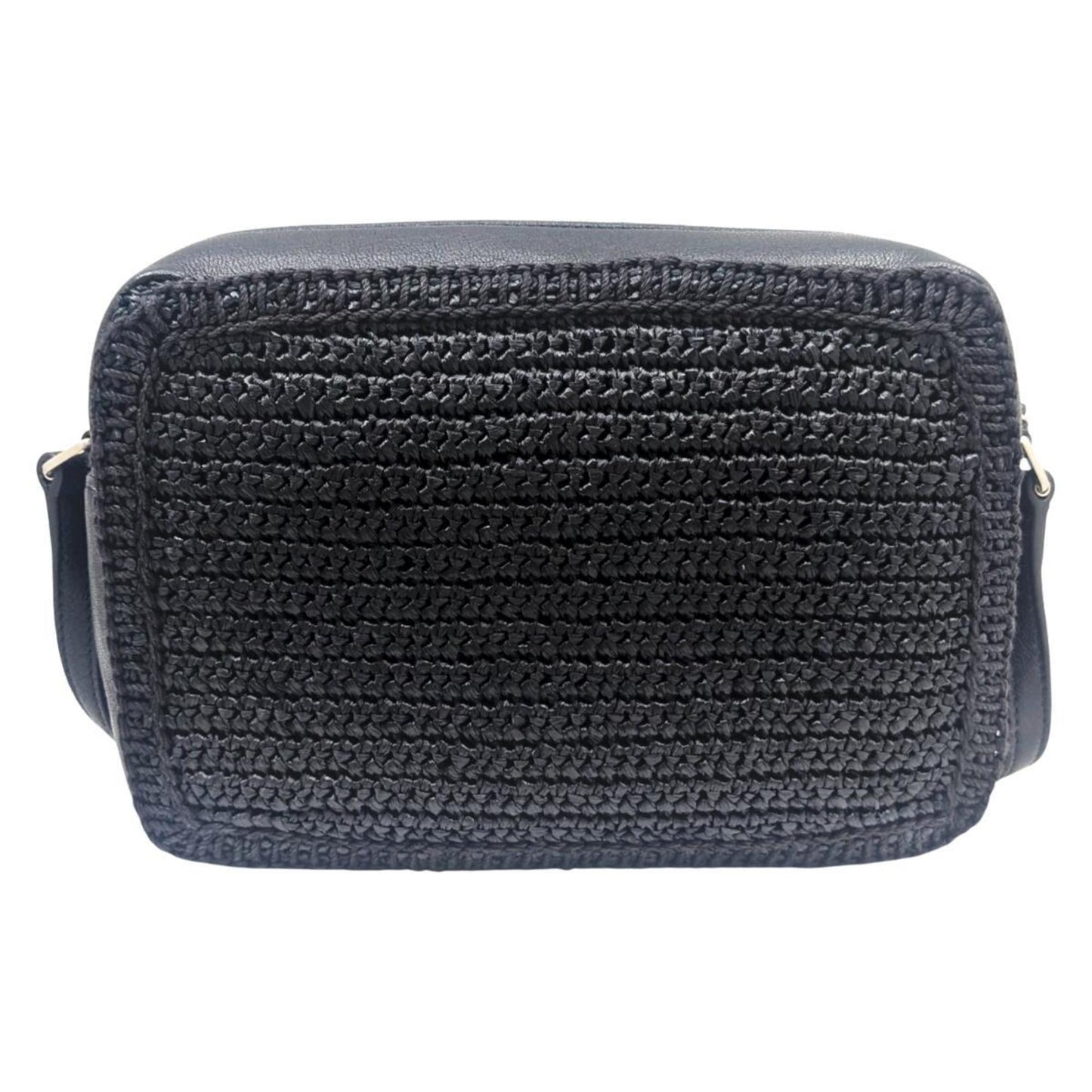 Saint Laurent Lou Raffia And Leather Black Camera Bag 468537 Shoulder With Tassel