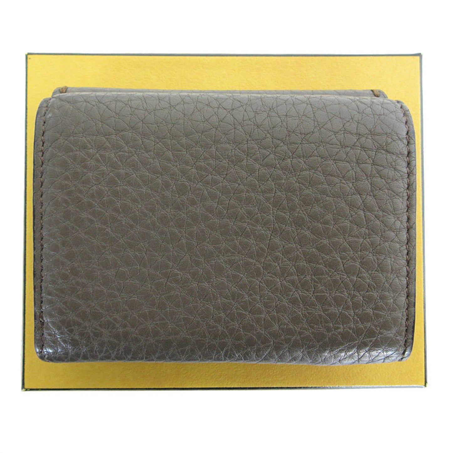 Fendi Tri-Fold Wallet Leather Grey Silver