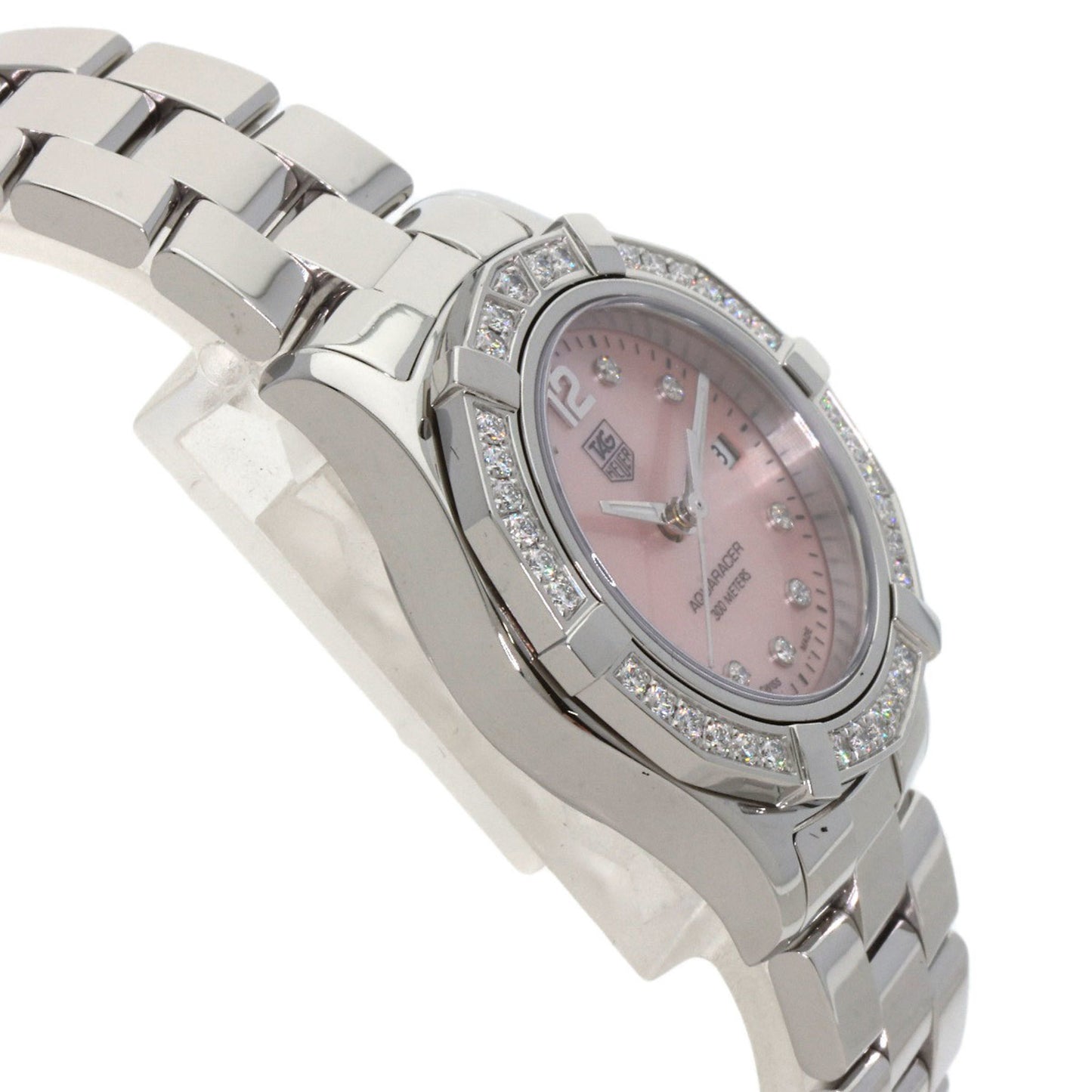 Tag Heuer Waf141B Aquaracer Bezel 10P Diamond Watch Stainless Steel Ss