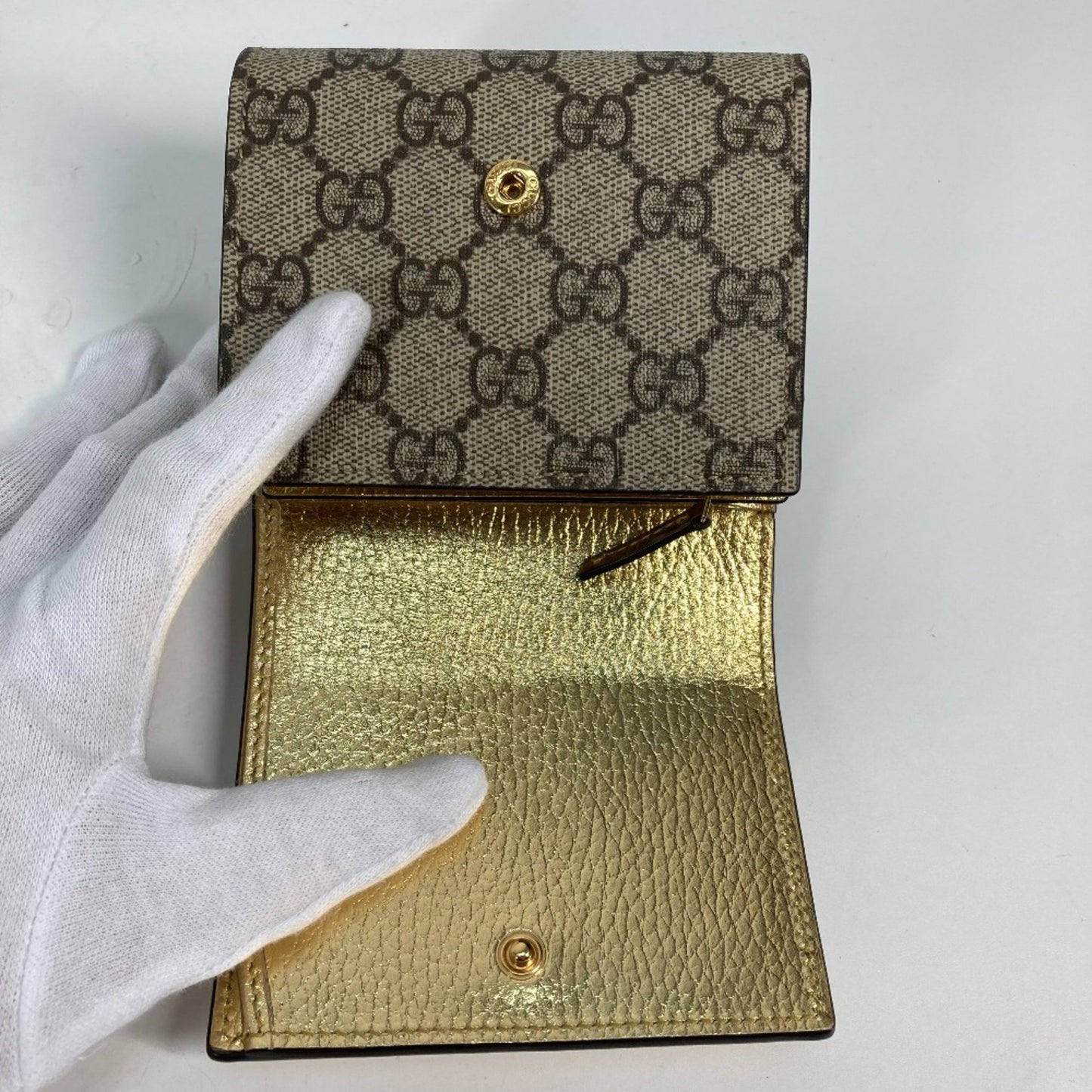 Gucci 598587 Compact Wallet Folded Wallet Gold Beige