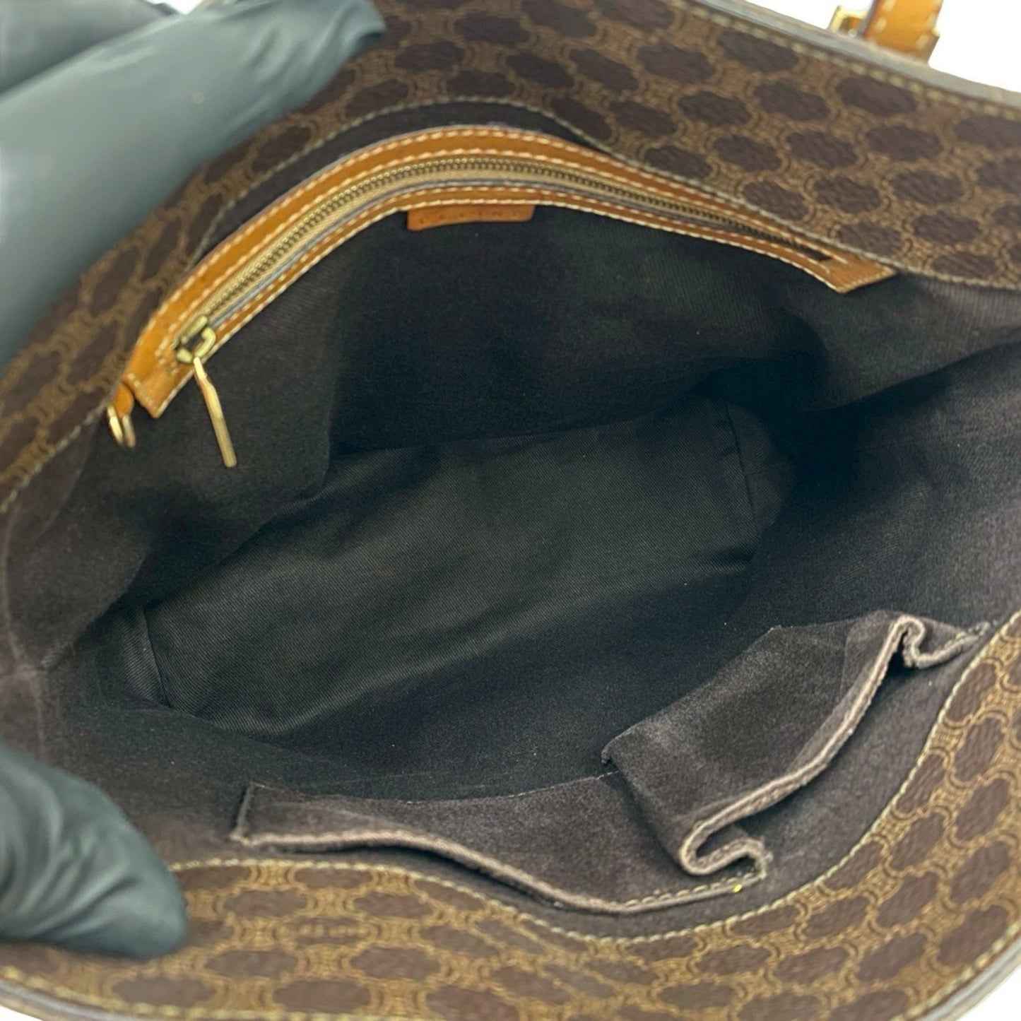 Celine Vintage Macadam Blason Leather Tote Bag/Semi-Shoulder Bag