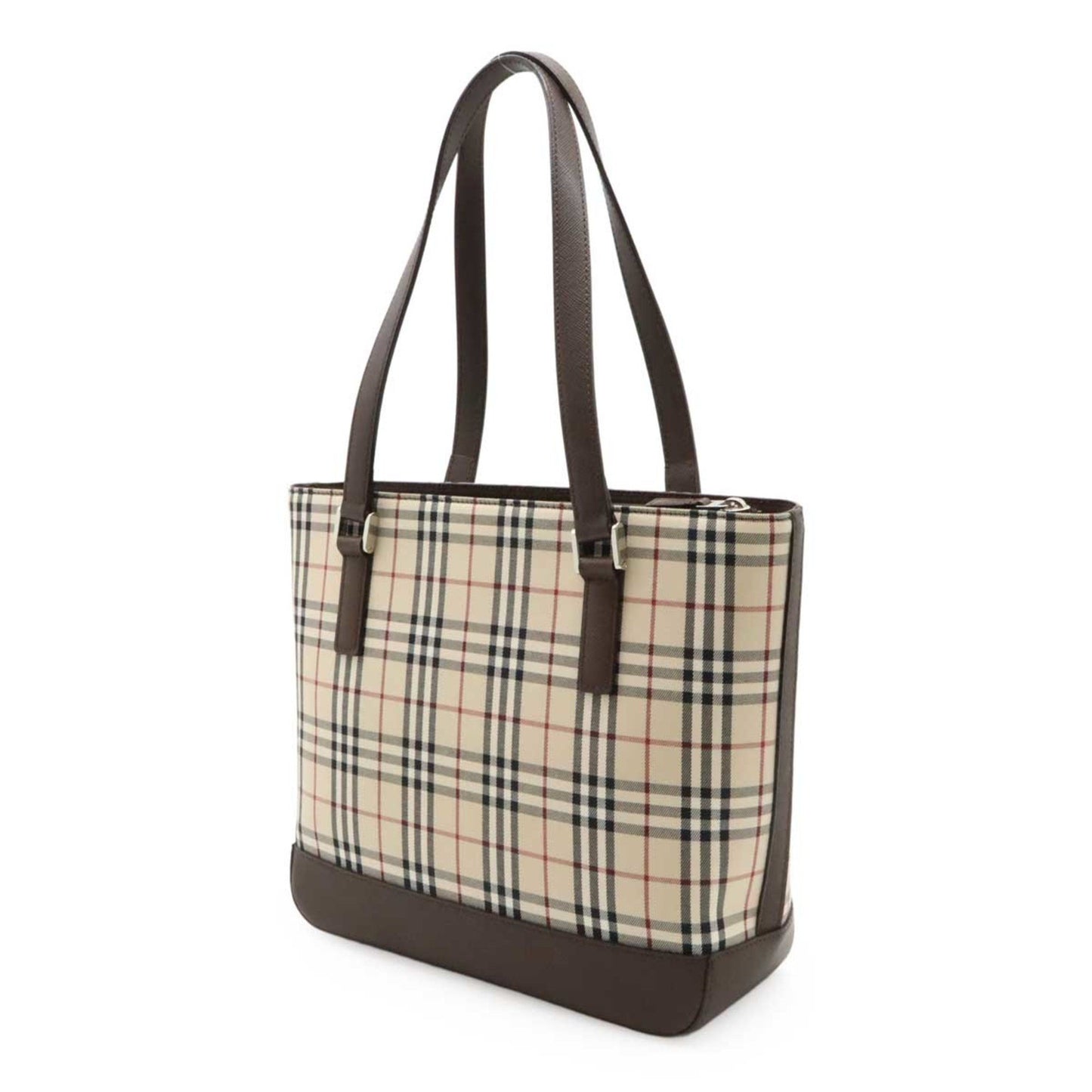 Burberry Nova Check Pattern Tote Bag Shoulder Canvas Leather Beige Black Bordeaux