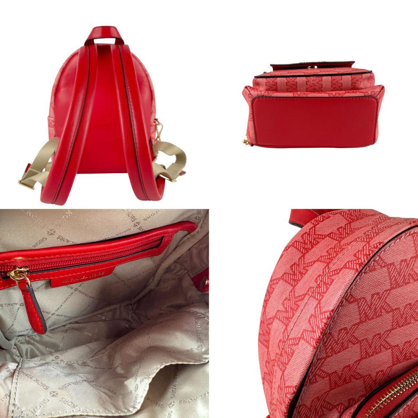 Michael Kors Backpack Leather Red Pink