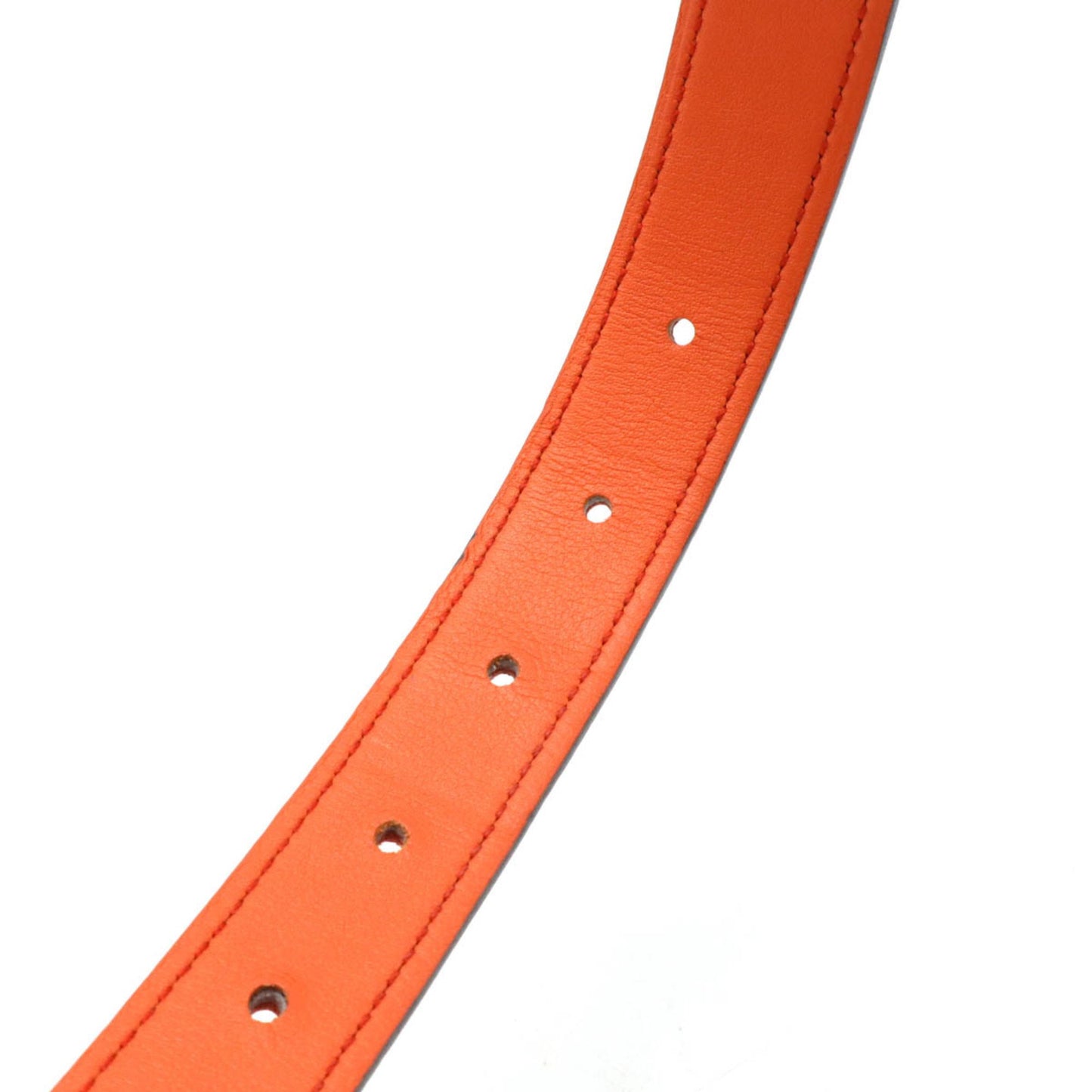 Hermes Mini Constance H Belt Reversible Leather Rose Azalee Pink Orange #80 A Stamp