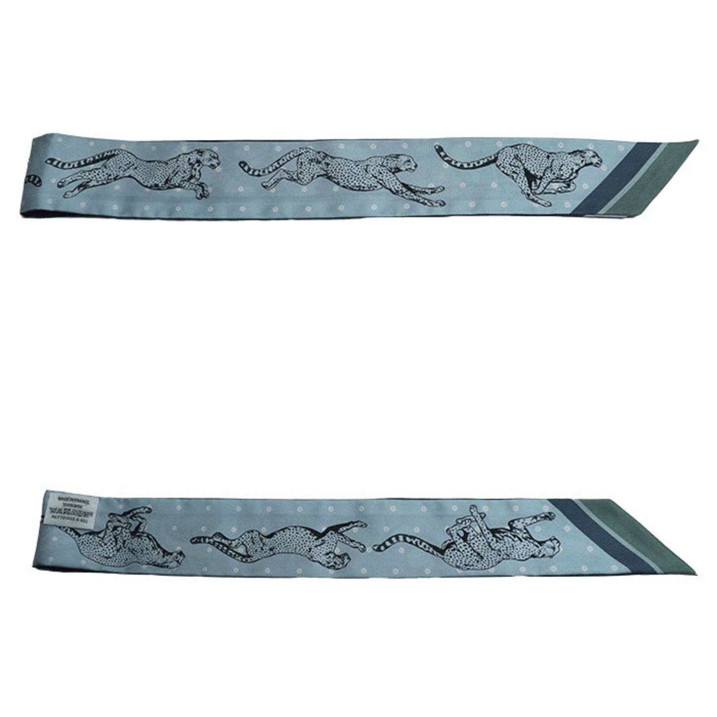 Hermes Guepards Bandana Cheetah Scarf Muffler Blue Marine Clair / Ciel Green H064179S 04