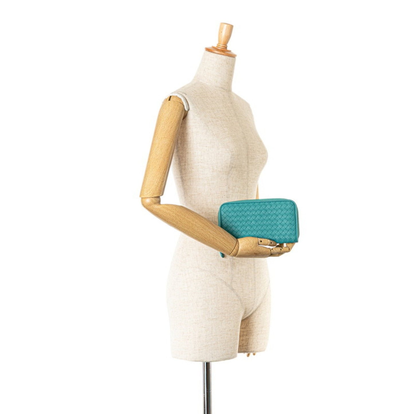 Bottega Veneta Intrecciato Round Zip Long Wallet Emerald Green Leather
