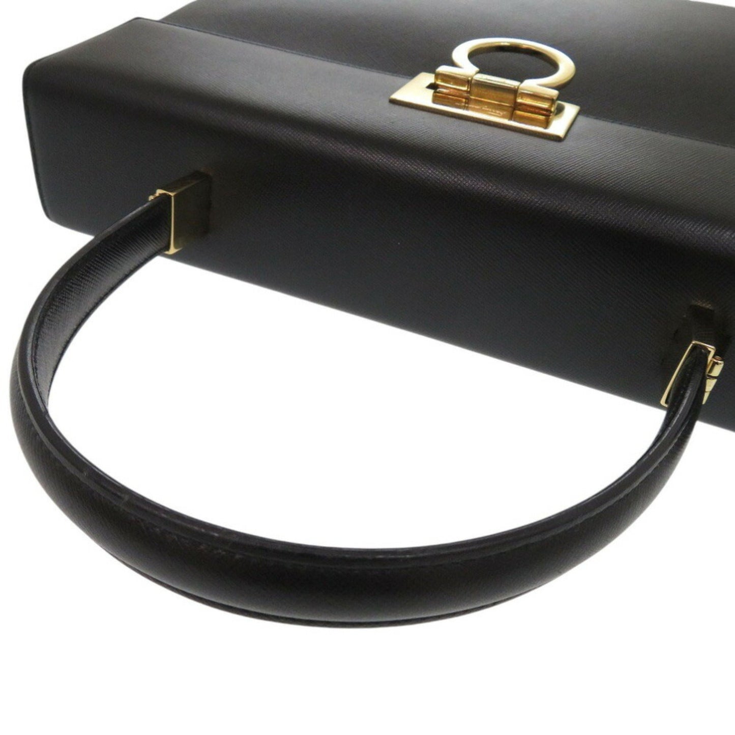 Salvatore Ferragamo Gancini Dy-21 8791 Leather Black Handbag 1410Salvatore