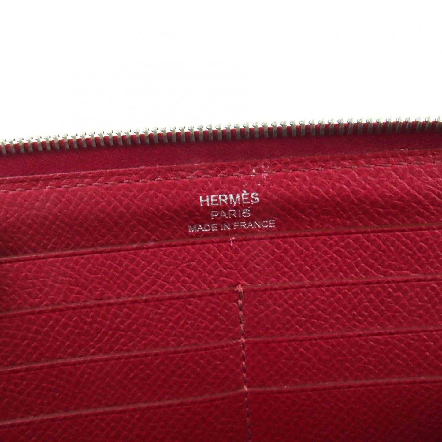 Hermes Azap Long Classic Ruby Epsom Leather Round Zip Wallet