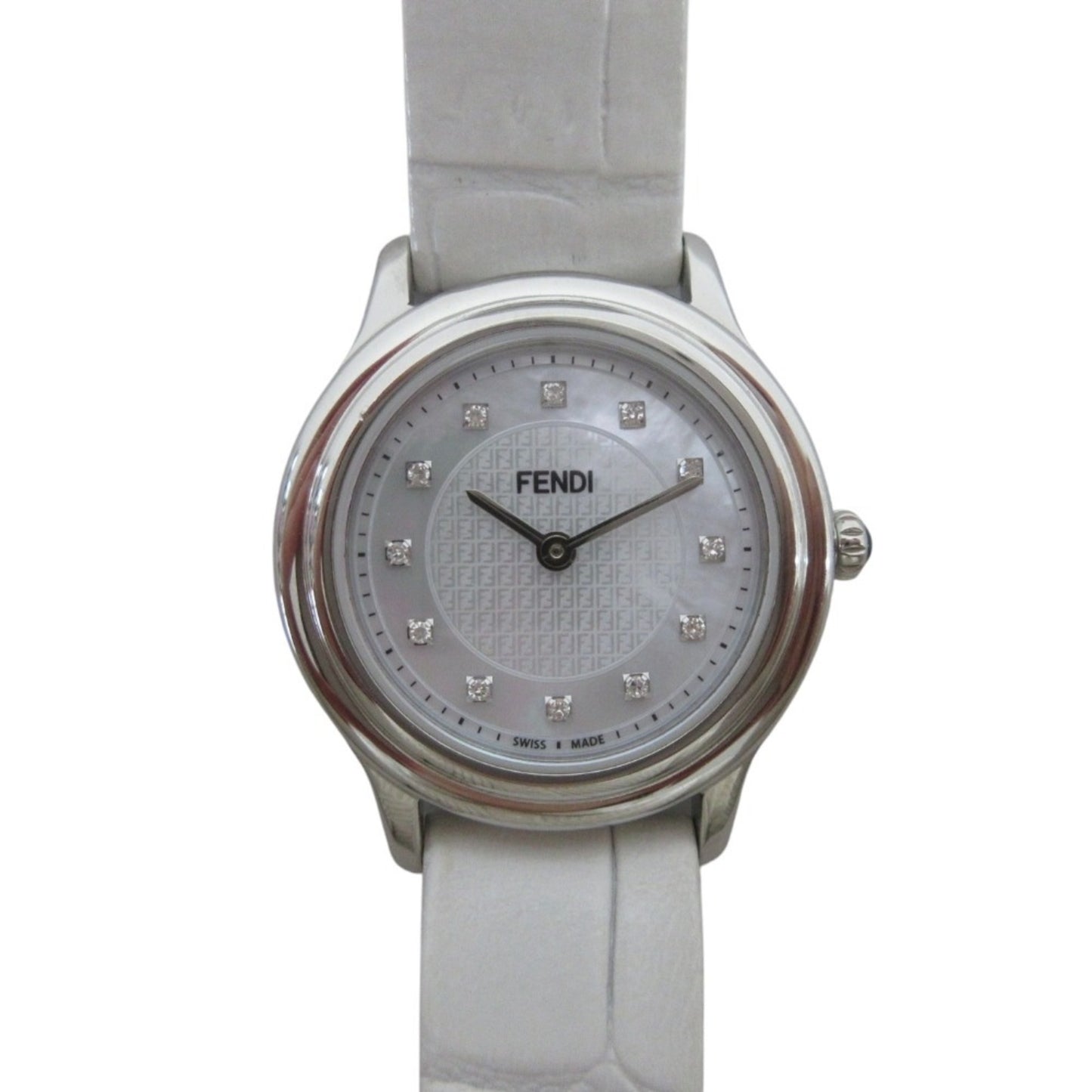 Fendi Shell Dial 12P Diamond Watch 25000L White