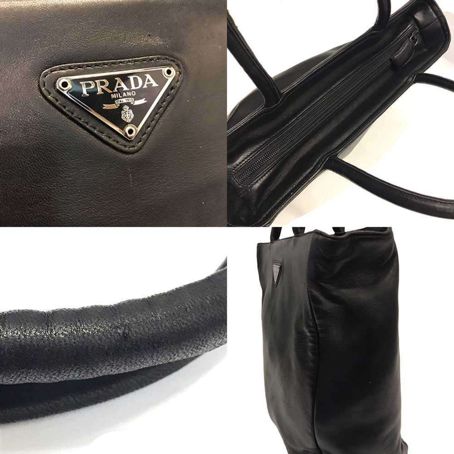 Prada Nappa Handbag Leather Triangle Black
