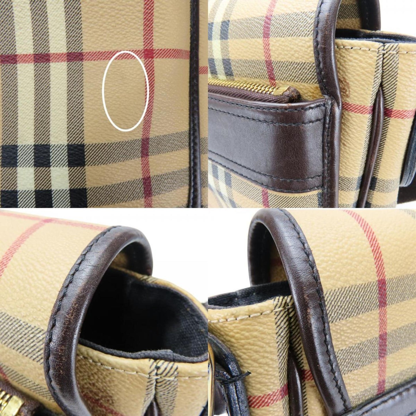 Burberry Shoulder Bag Leather Beige Brown Nova Check
