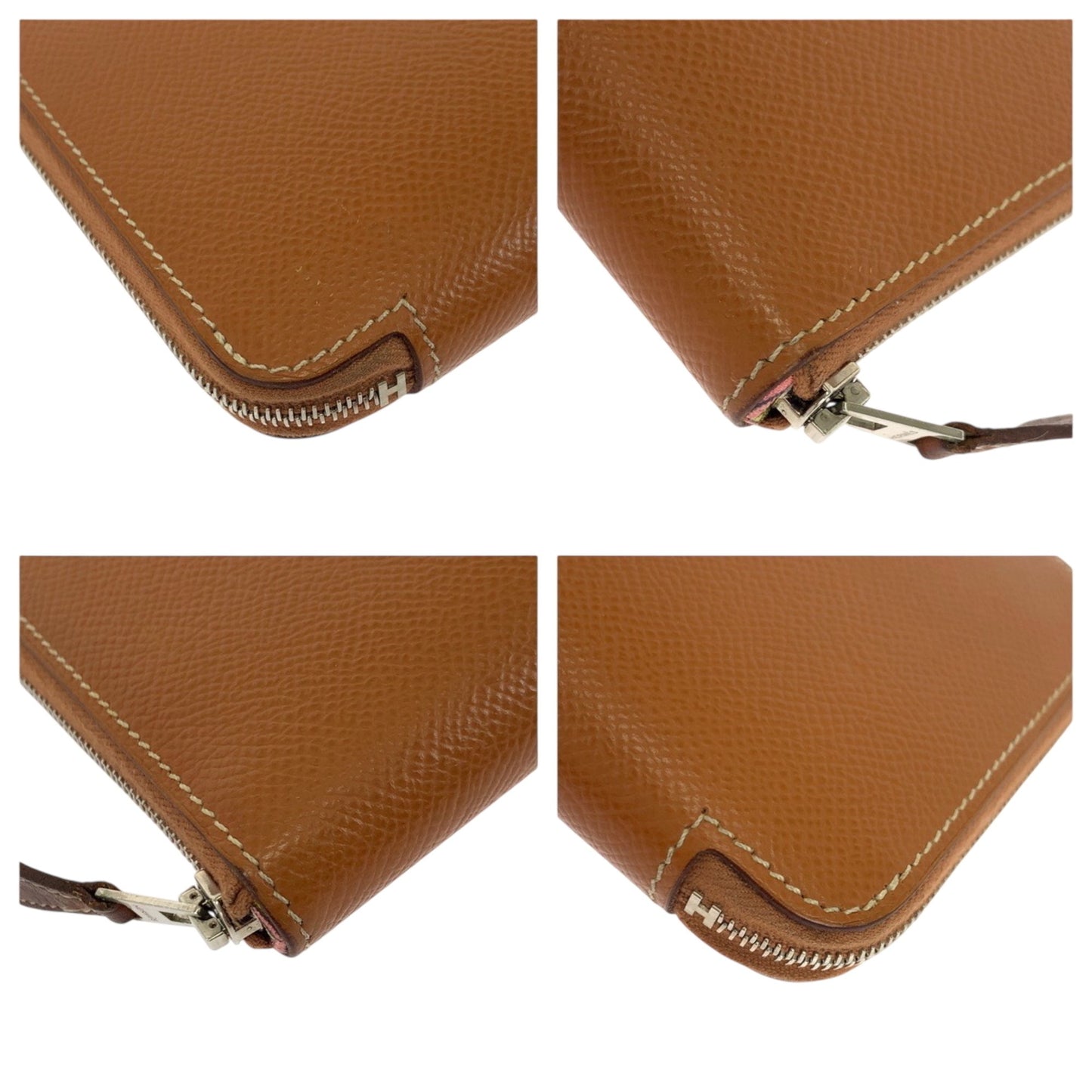 Hermes Azap Long Silk In Gold Brown Silver Hardware Epsom Leather Wallet Round Zipper X Stamp