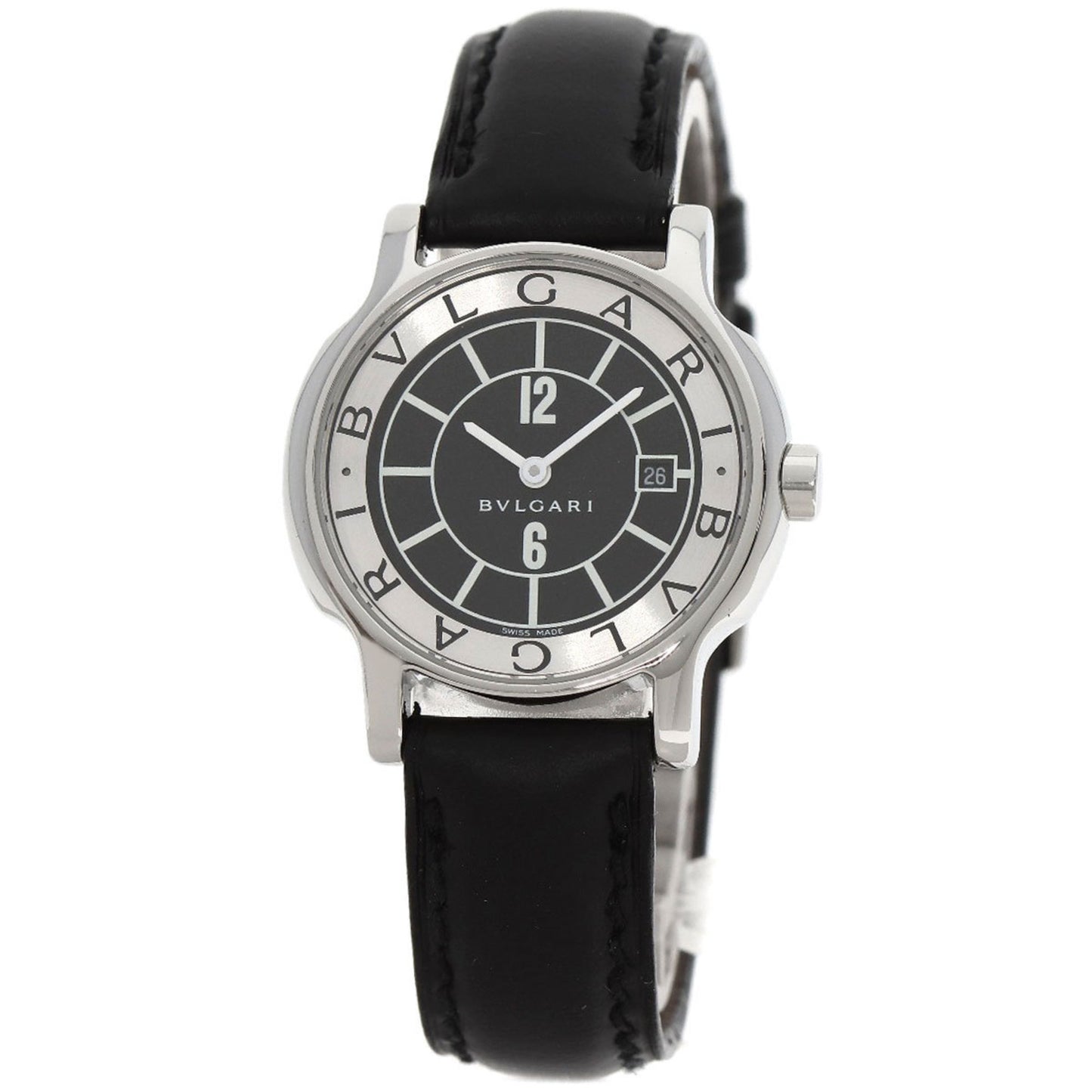 Bvlgari St29S Solotempo Watch Stainless Steel Leather