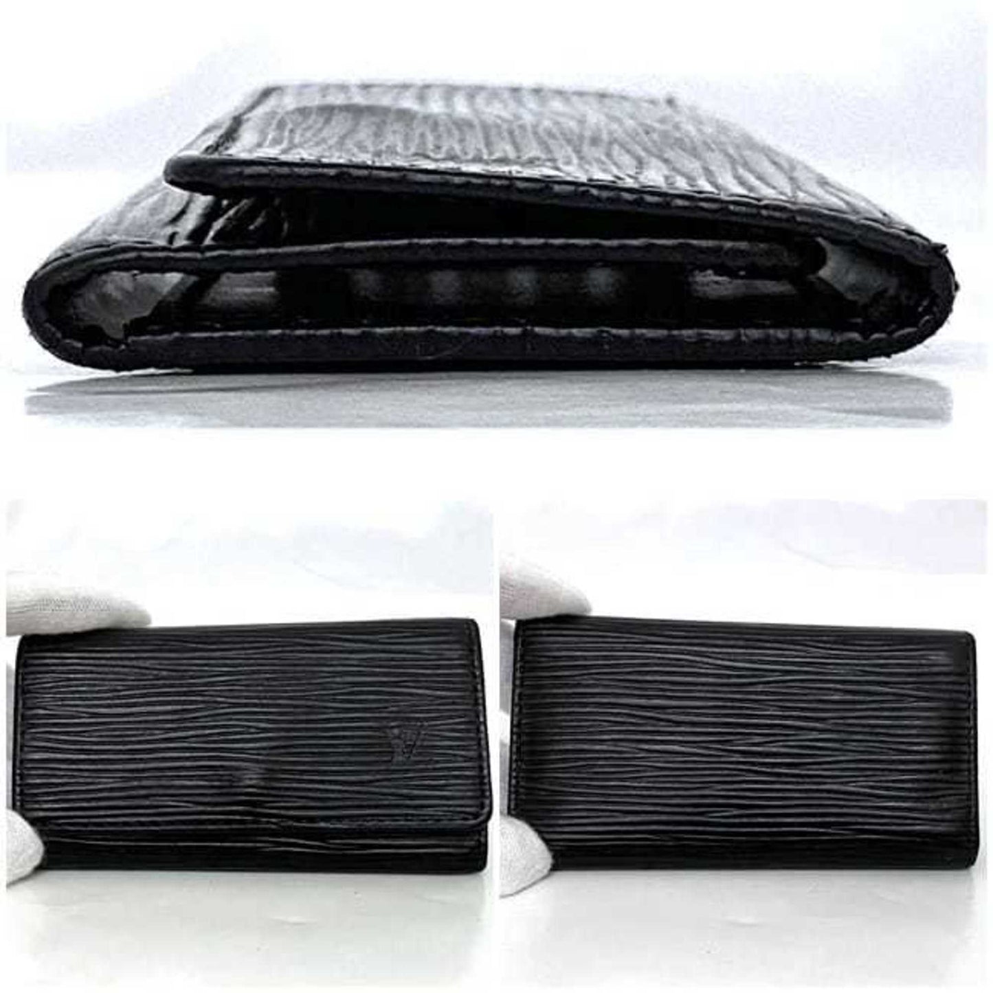 Louis Vuitton 4-Ring Key Case Multicle 4 Ec-22970 Black Noir Epi M63822 Leather Ca0012 Louis