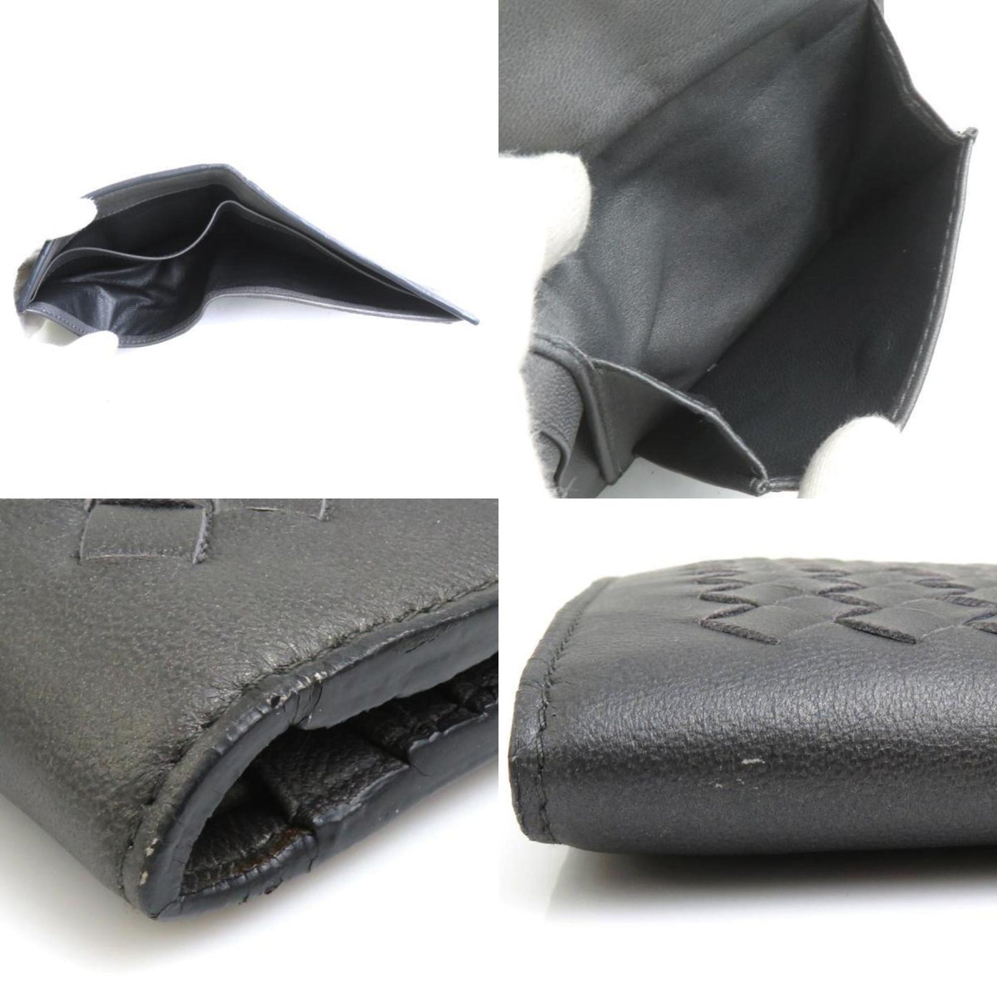 Bottega Veneta Bi-Fold Wallet Intrecciato Leather Dark Grey