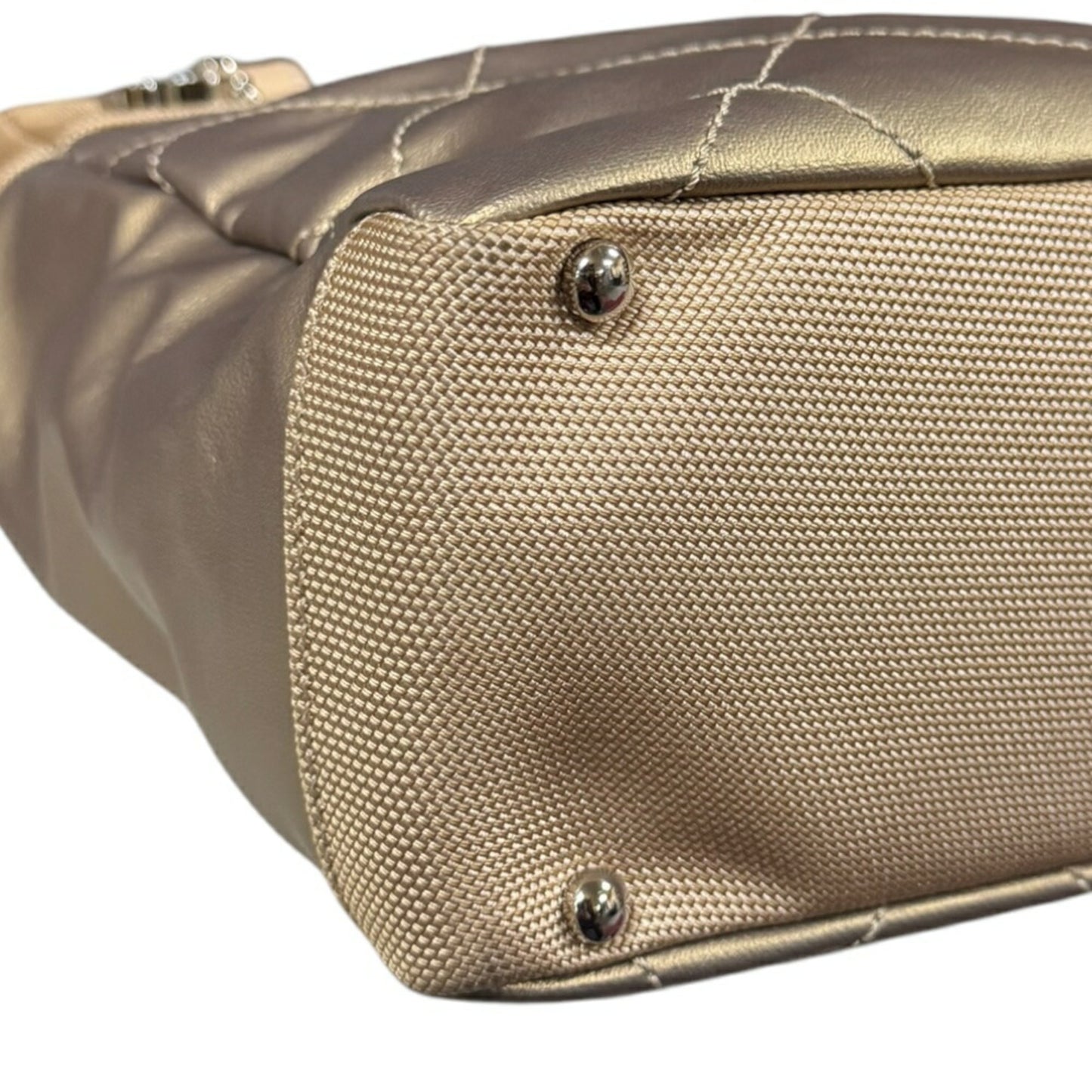 Chanel Paris Biarritz Pm Handbag Coated Canvas A34208 Gold