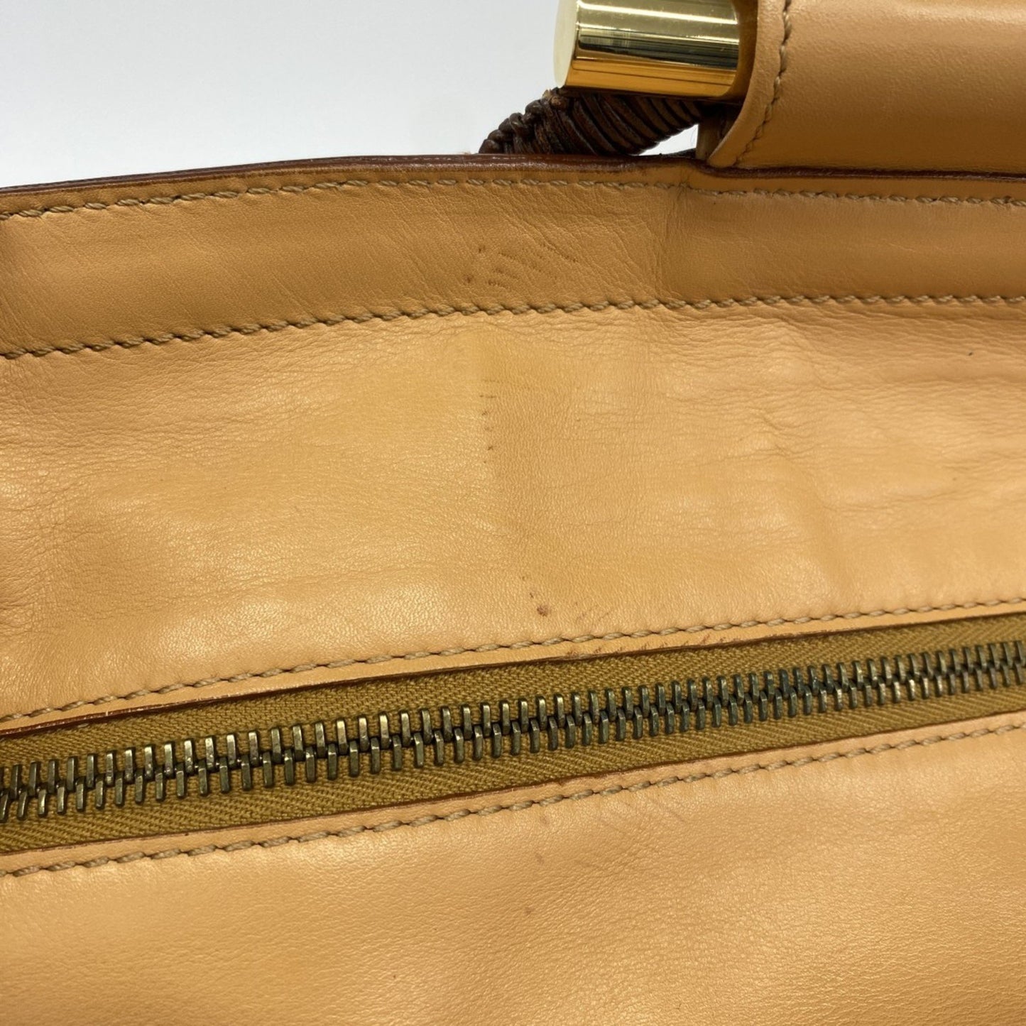 Celine Handbag Leather Orange Beige