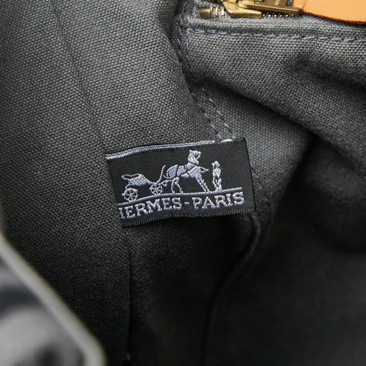 Hermes Foule Tote Mm Handbag Bag Gray Black Canvas