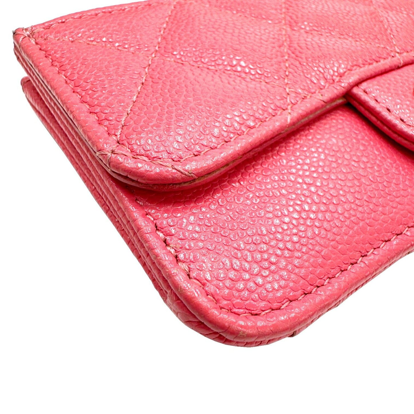 Chanel Chanel Matelasse Coin Case Wallet Card Business Holder Caviar Skin Ap2570 Pink Random Number