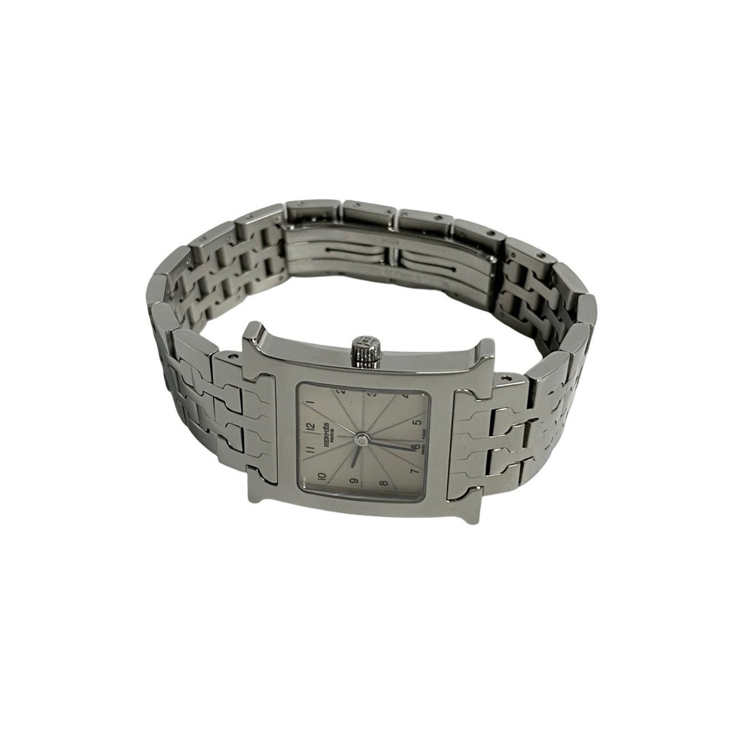 Hermes H Watch Quartz Stainless Steel Wristwatch Silver