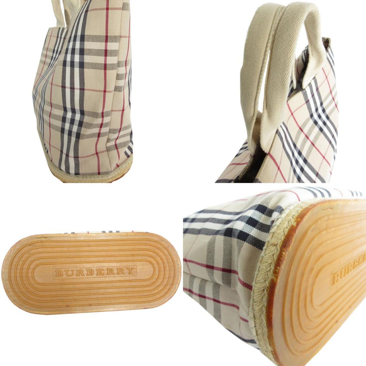 Burberry Handbag Tote Bag Nova Check Canvas Rubber Beige Multicolor