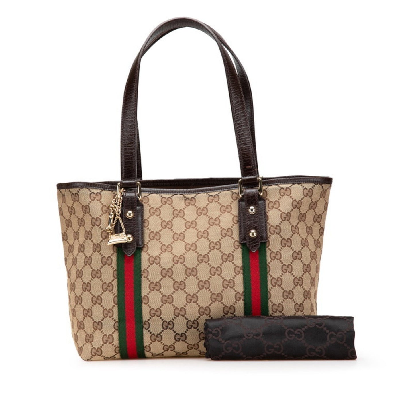 Gucci Gg Canvas Tote Bag 137396 Beige Brown Leather