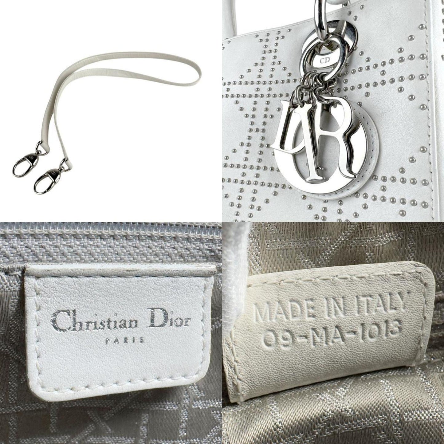 Christian Dior Lady Leather And Metal Shoulder Bag In White For Women