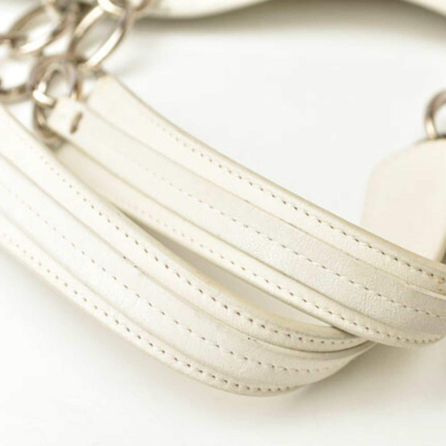 Christian Dior Tote Bag Lady Intrecciato White Silver