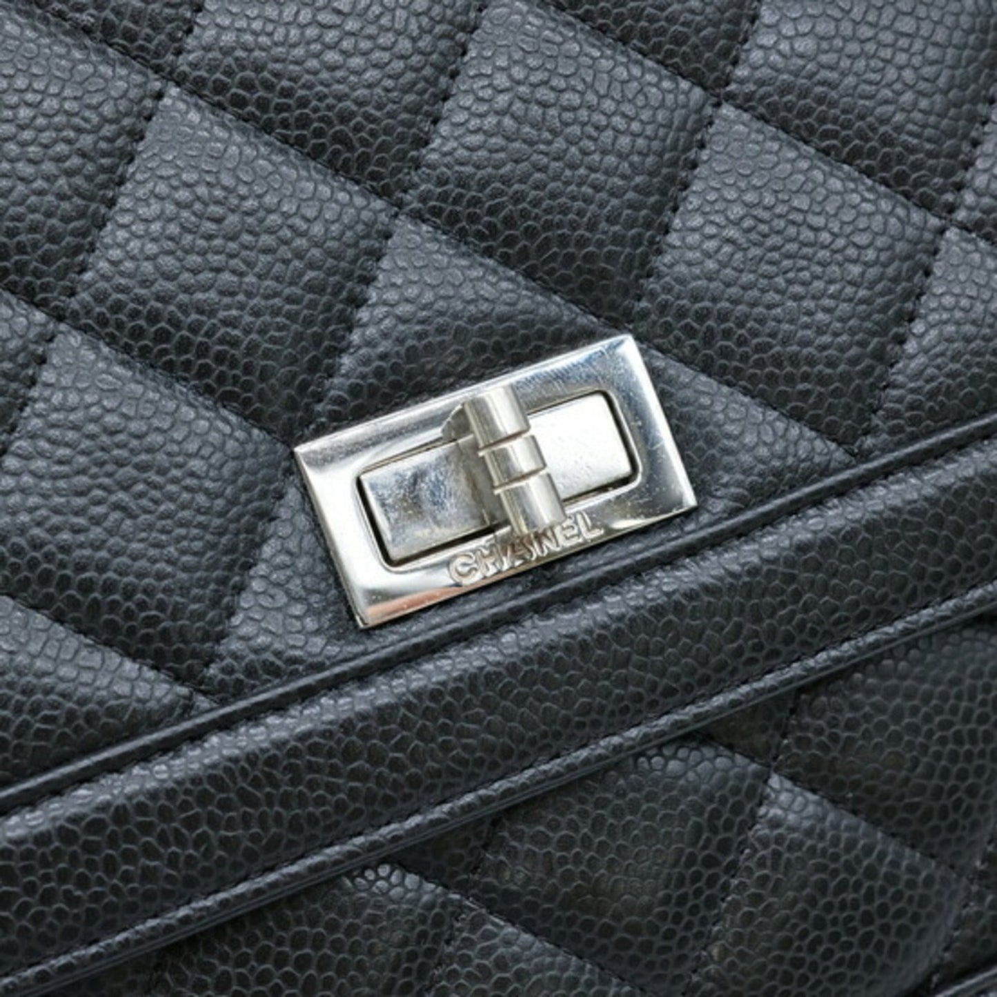 Chanel Caviar Skin 2.55 Shoulder Chain Black Seal Included 6935244