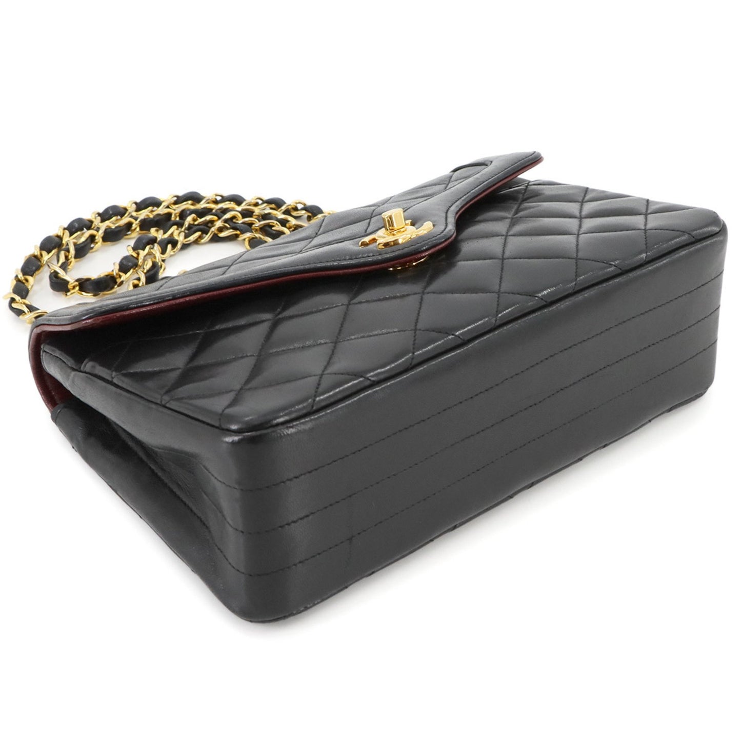 Chanel Matelasse Chain Shoulder Bag Leather Black Gold Metal Fittings