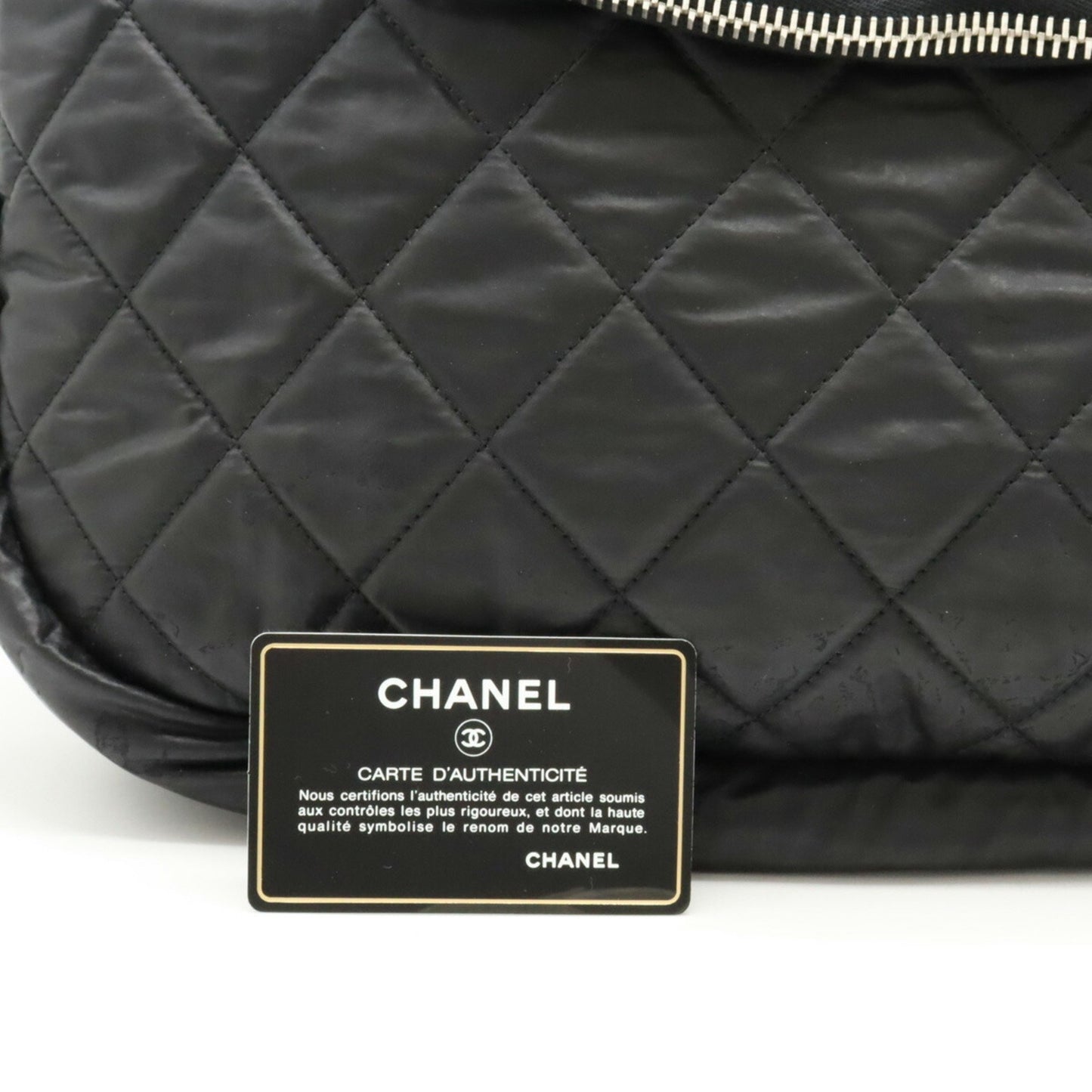 Chanel Coco Cocoon Shoulder Bag Quilted Nylon Leather Black A66507