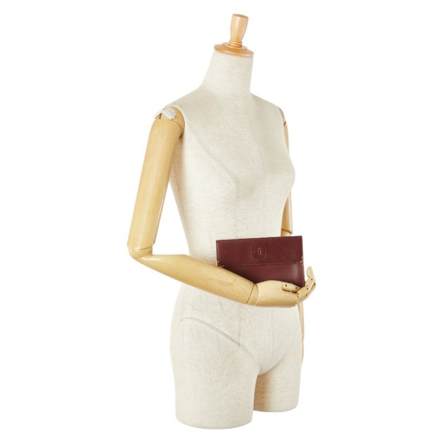 Cartier Must Line Long Wallet Wine Red Bordeaux Leather