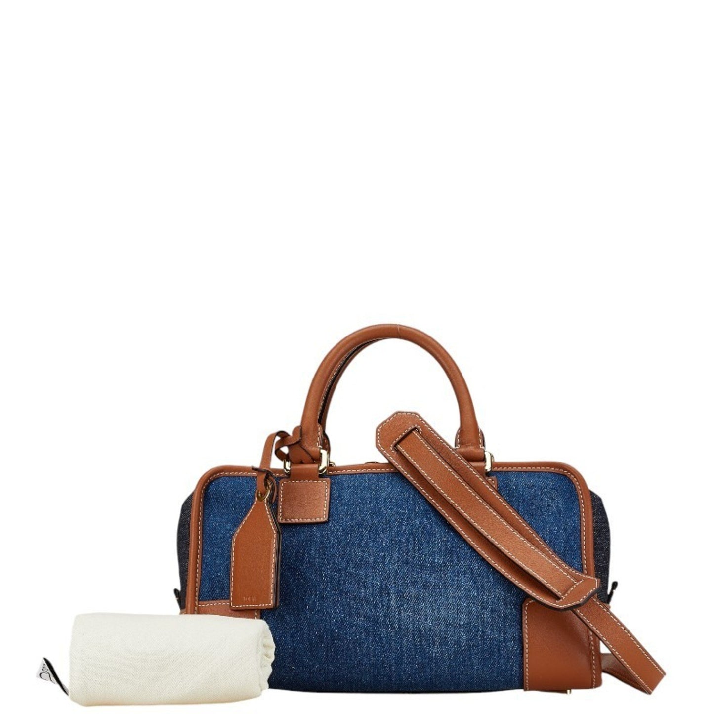 Loewe Amazona 28 Handbag Shoulder Bag Blue Brown Denim Leather