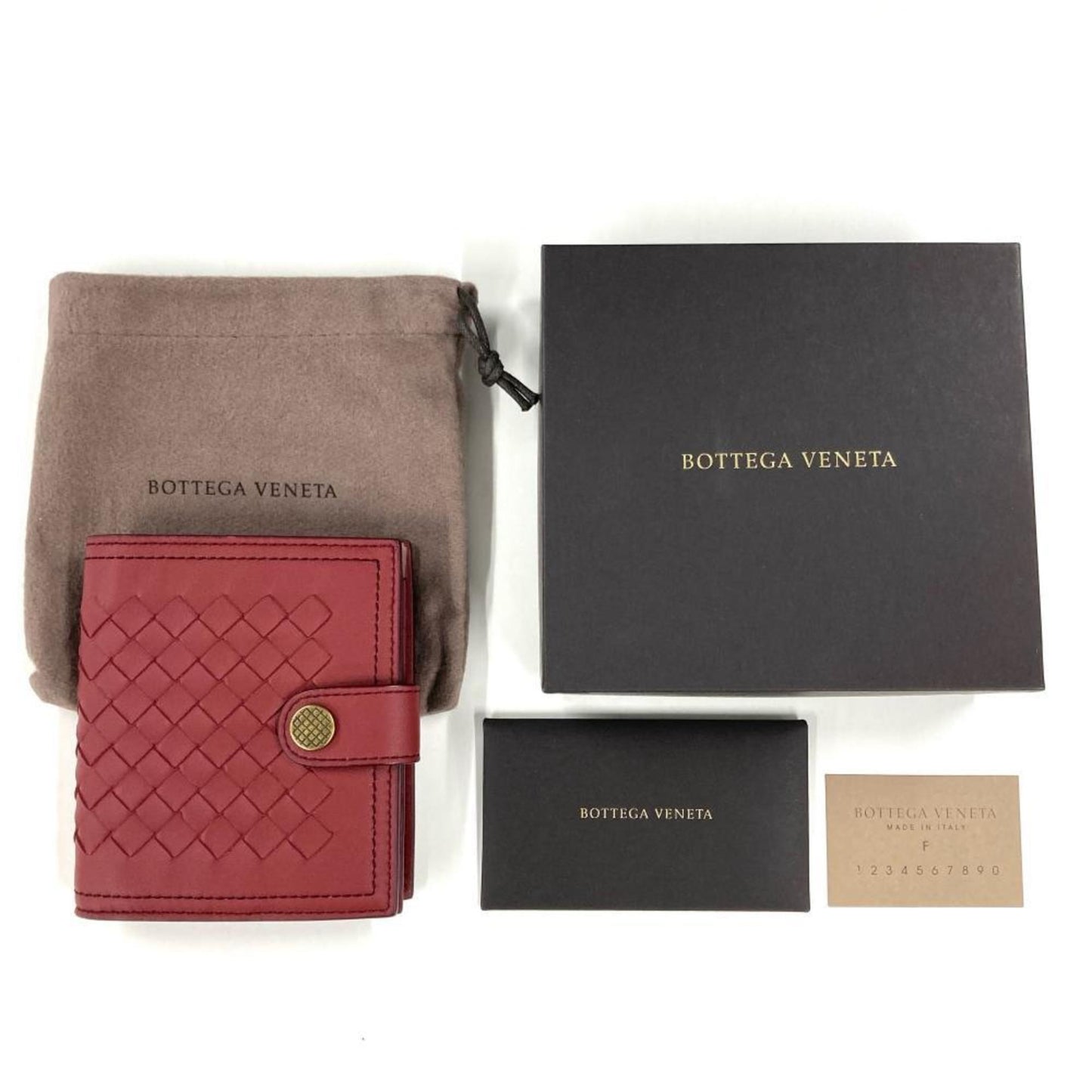 Bottega Veneta Intrecciato Bi-Fold Wallet Leather 547441 Red