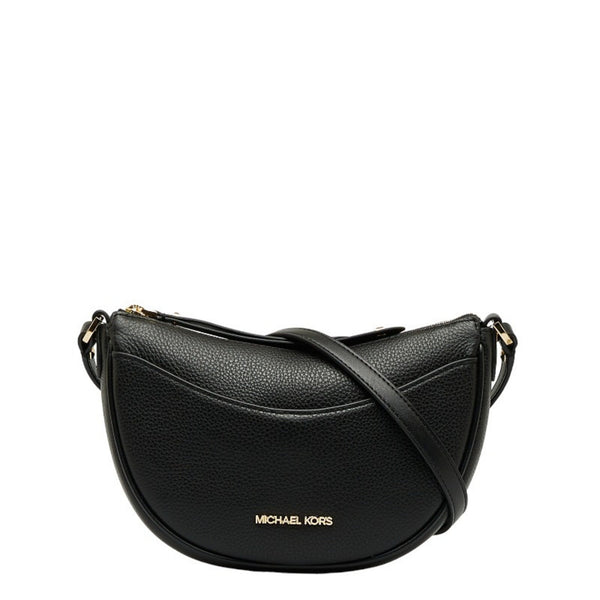 Michael Kors Dover Small Half Moon Shoulder Bag Black Leather