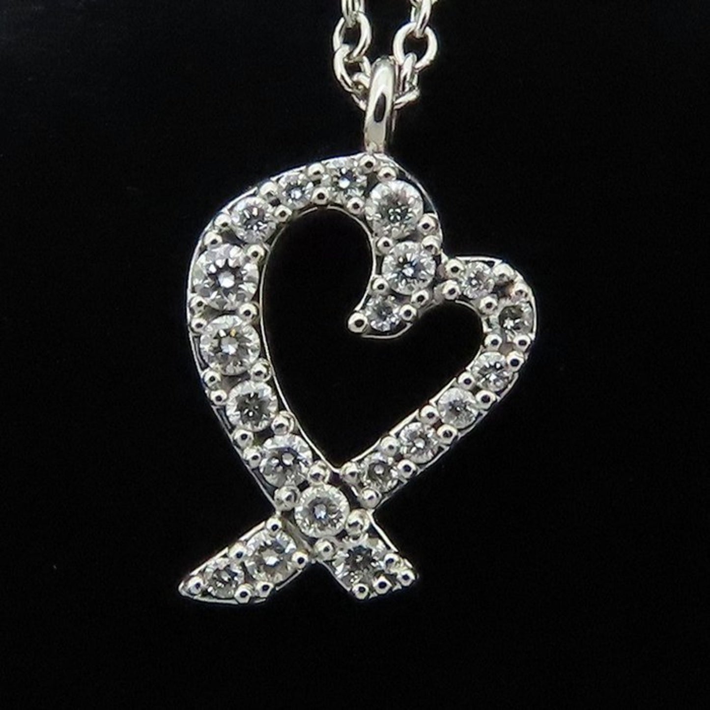 Tiffany&Co. Tiffany Loving Heart Necklace Diamond Paloma Picasso K18Wg White Gold 293601