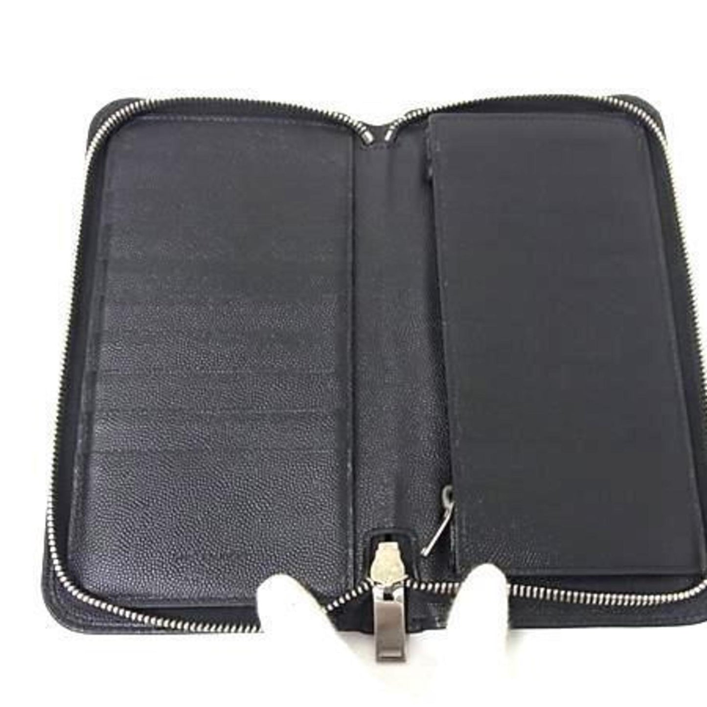 Saint Laurent Saint Laurent Wallet 328558 Black Leather Round Long