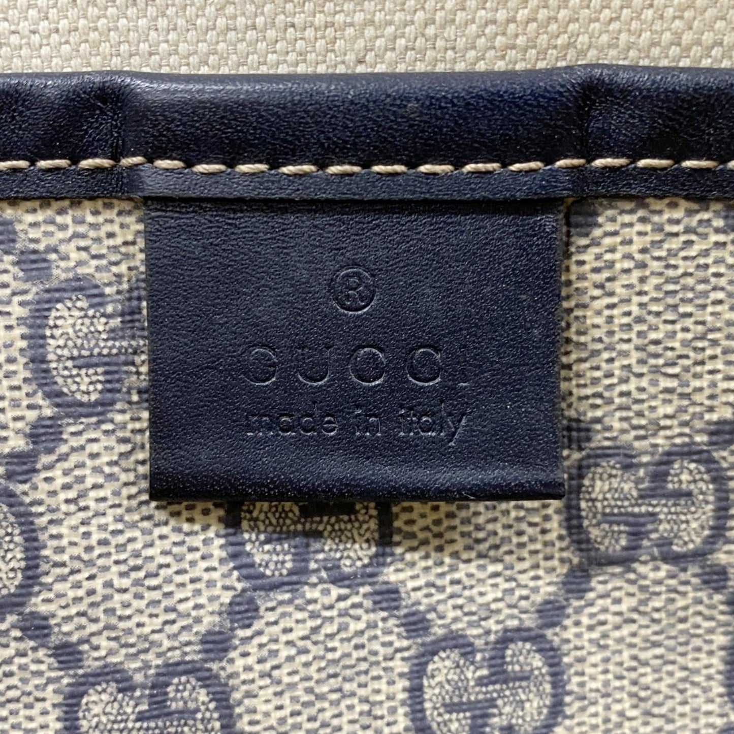 Gucci Gg Supreme Sherry Line Shoulder Bag 246411 Navy Beige