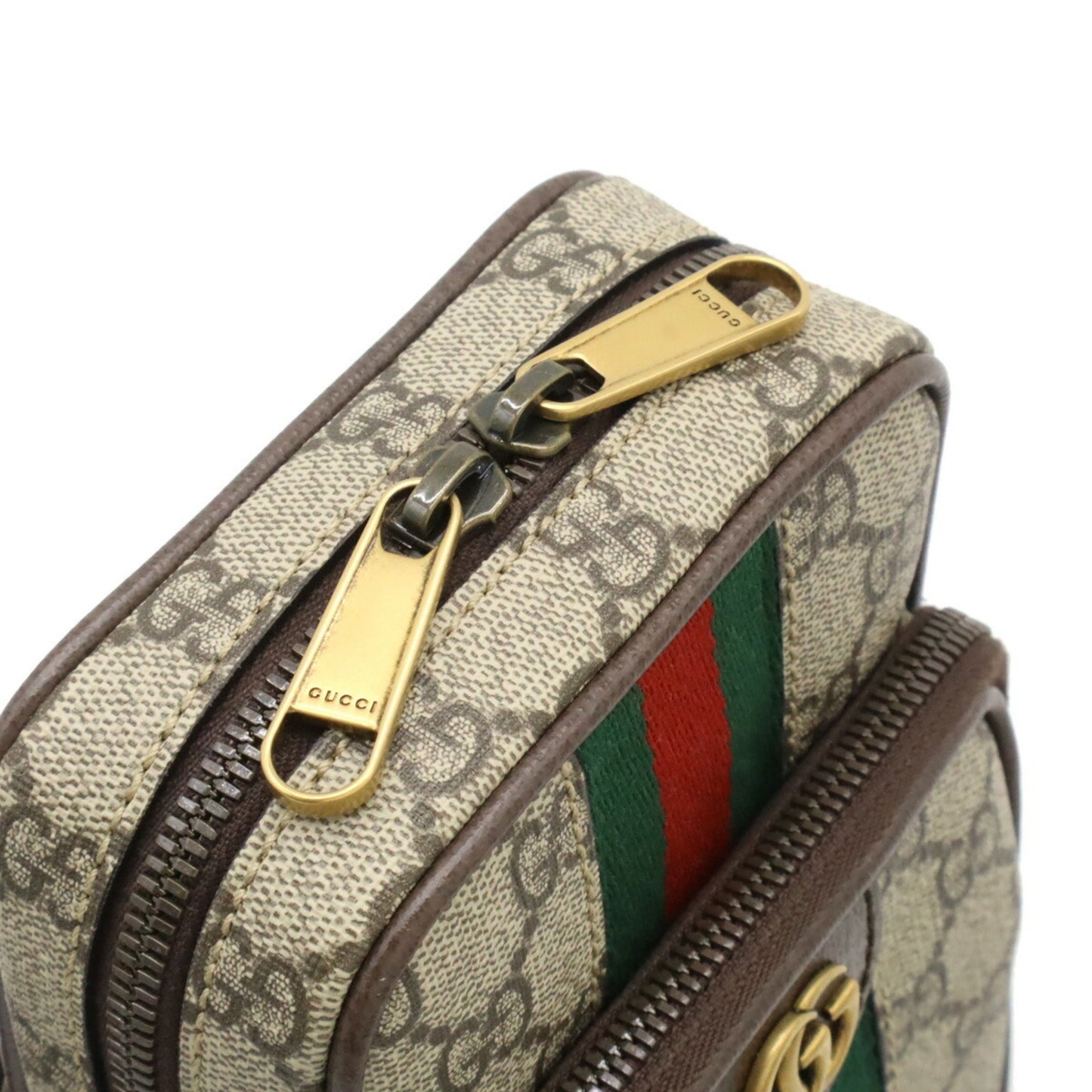 Gucci Ophidia Gg Supreme Body Bag Shoulder Sherry Line Pvc Beige Brown 752565