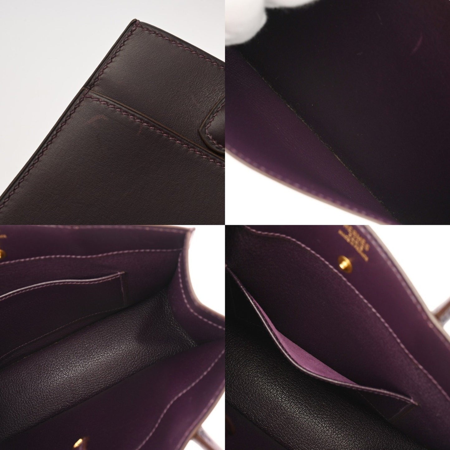 Hermes White Bass Tpm Raisin (F Stamp) (Circa 2002) Women'S Box Calf Scarf Handbag