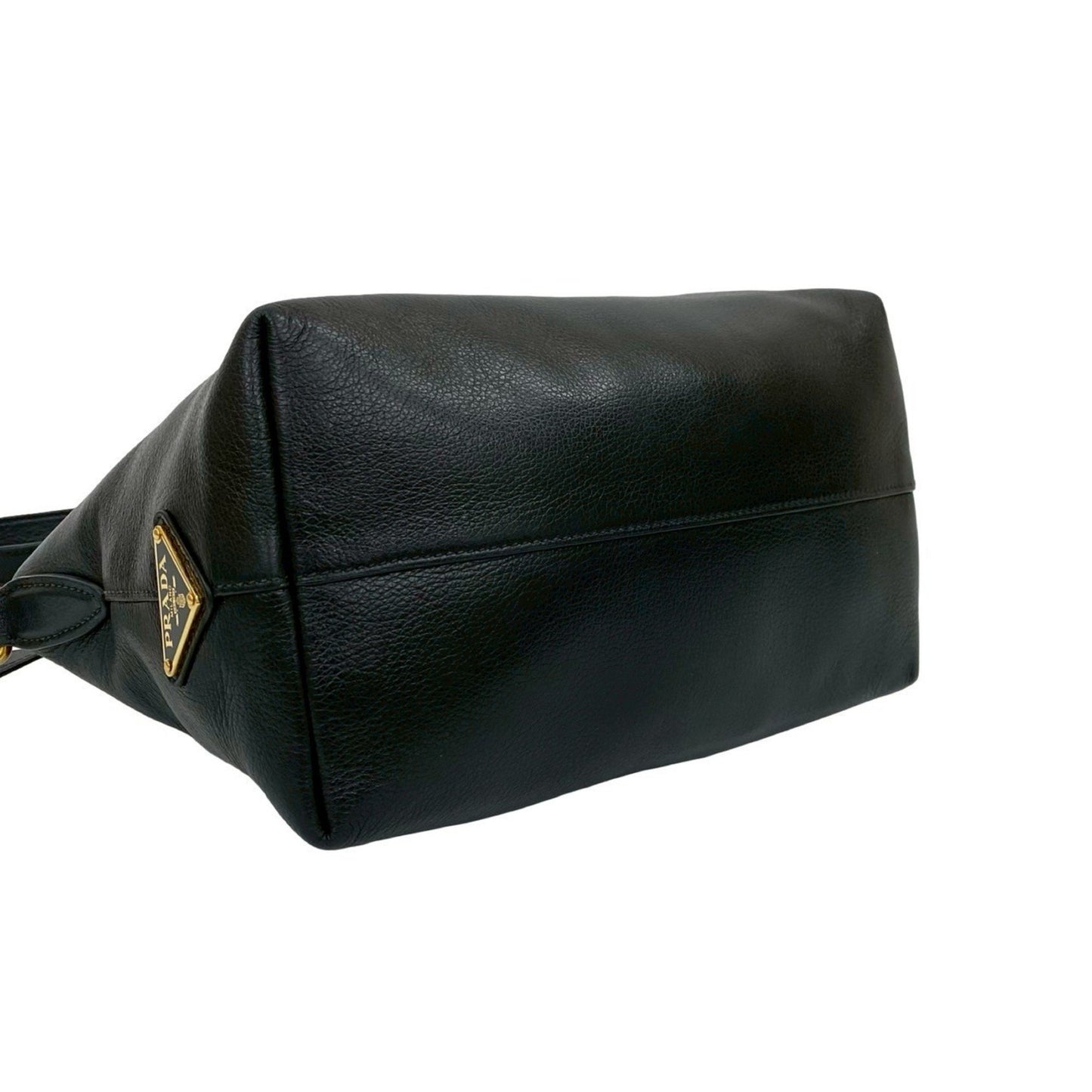 Prada Prada Embossed Triangle Logo Hardware Leather 2-Way Handbag Mini Tote Bag Shoulder Black 58562