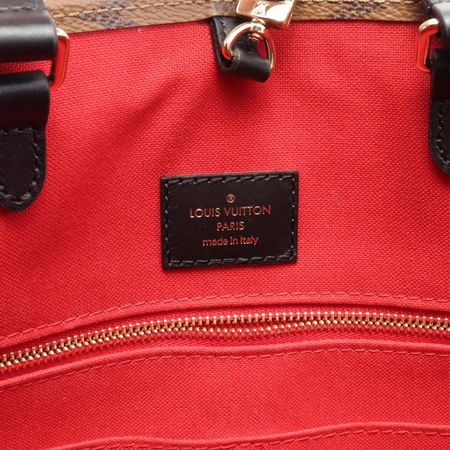 Louis Vuitton On The Go Mm Tote Bag Coated Canvas Leather Monogram Giant Reverse