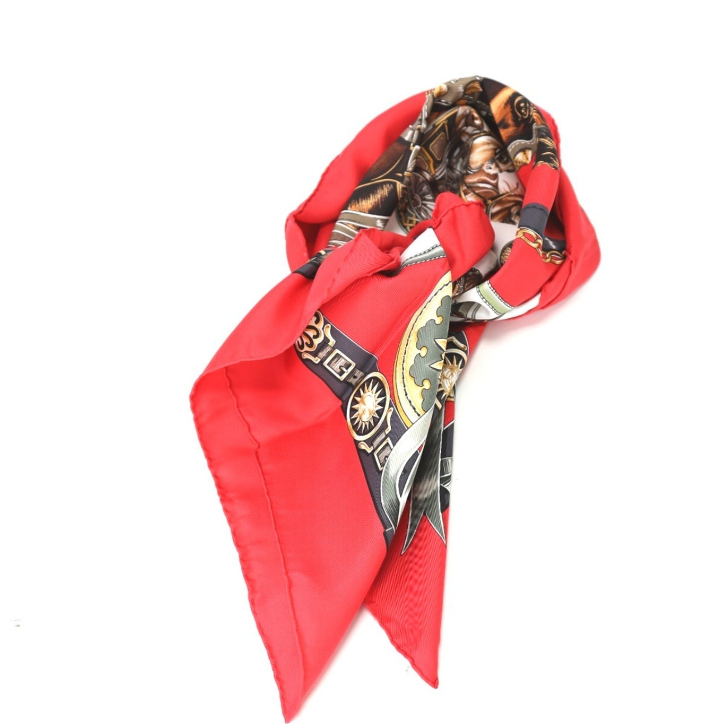 Hermes Scarf Pleated 100% Silk Red