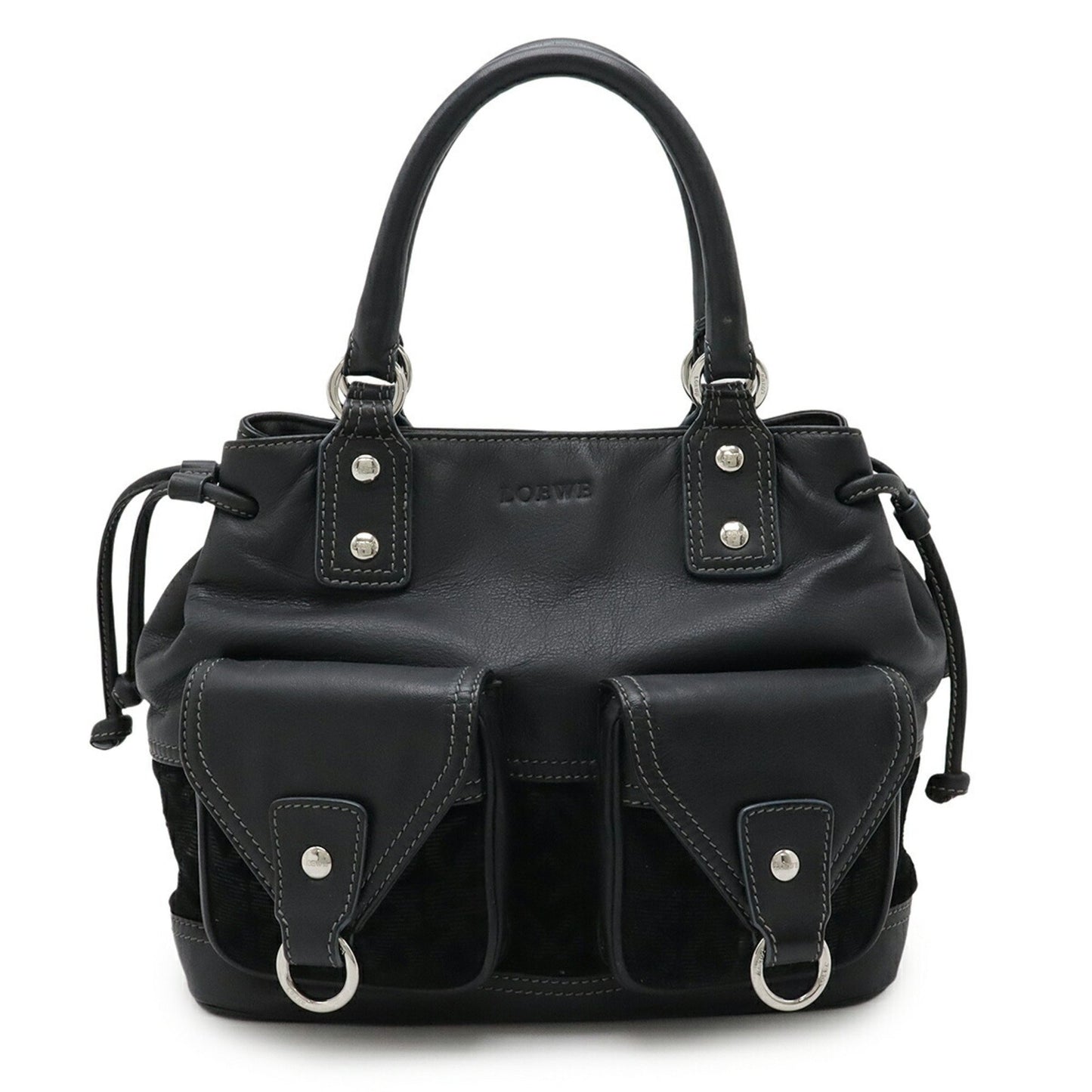 Loewe Anagram Handbag Leather Suede Black