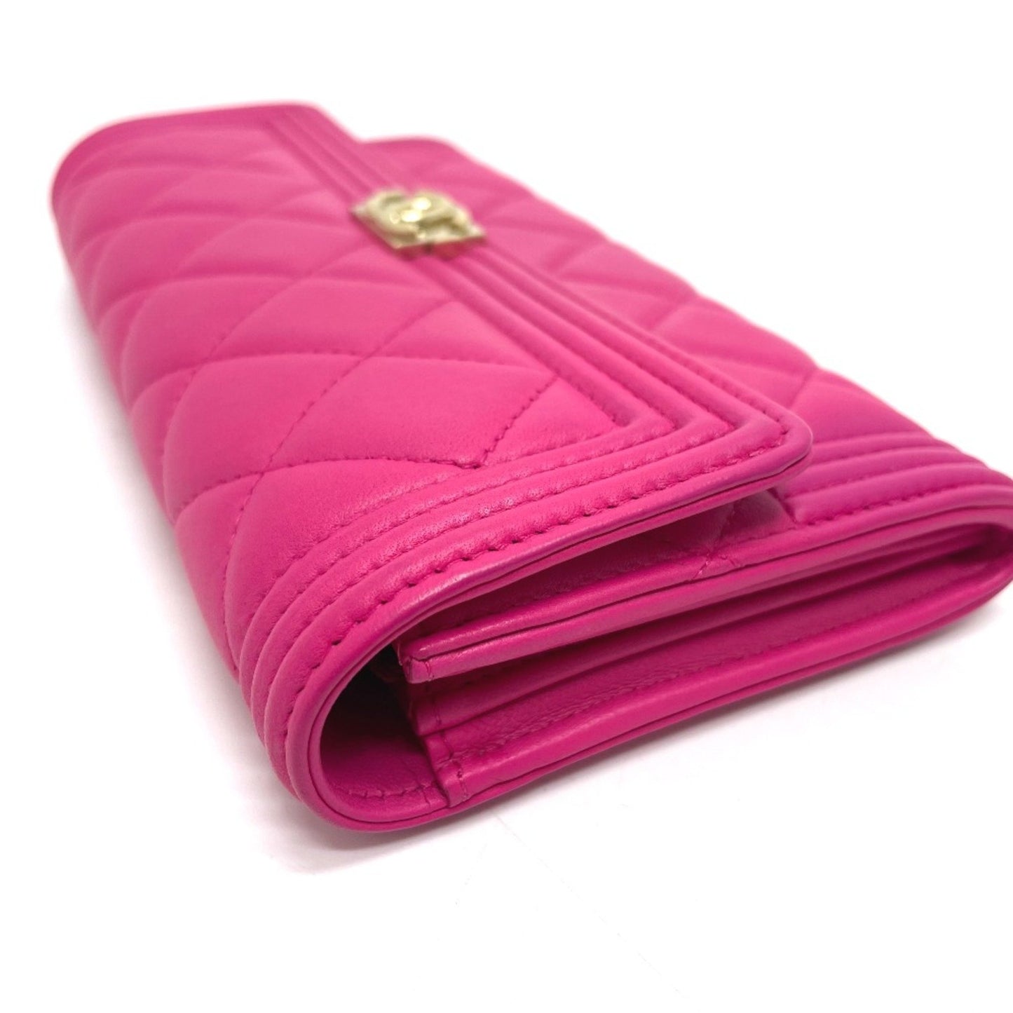 Chanel A80286 Matelasse Zip Around Long Wallet Pink Goldhardware