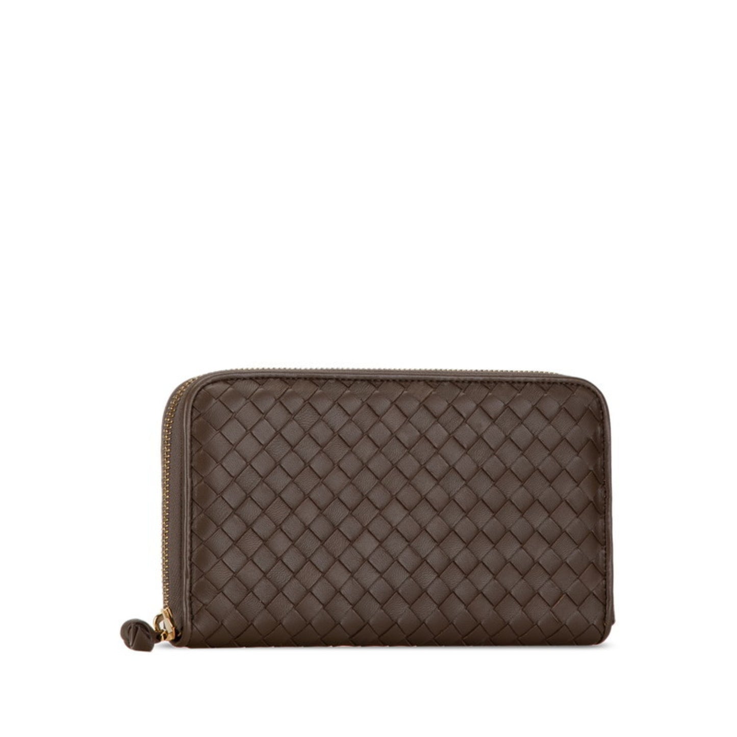 Bottega Veneta Intrecciato Round Long Wallet Brown Leather